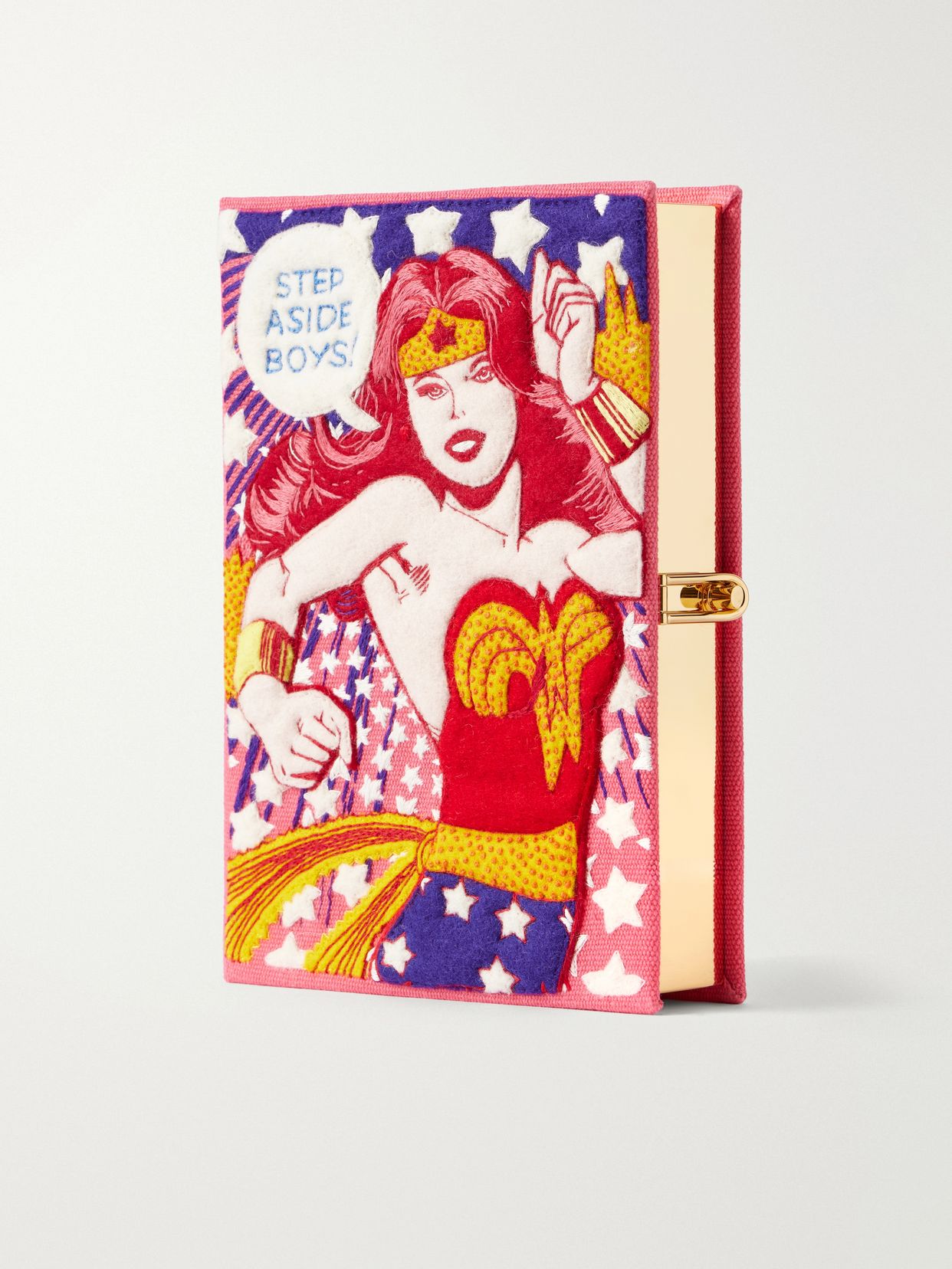 Wonder Woman embroidered canvas clutch