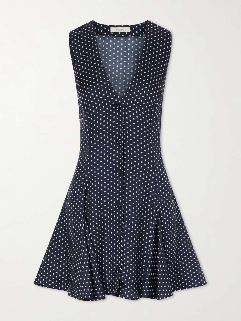 DÔEN Aubrey Polka-dot Silk-blend Twill Mini Dress