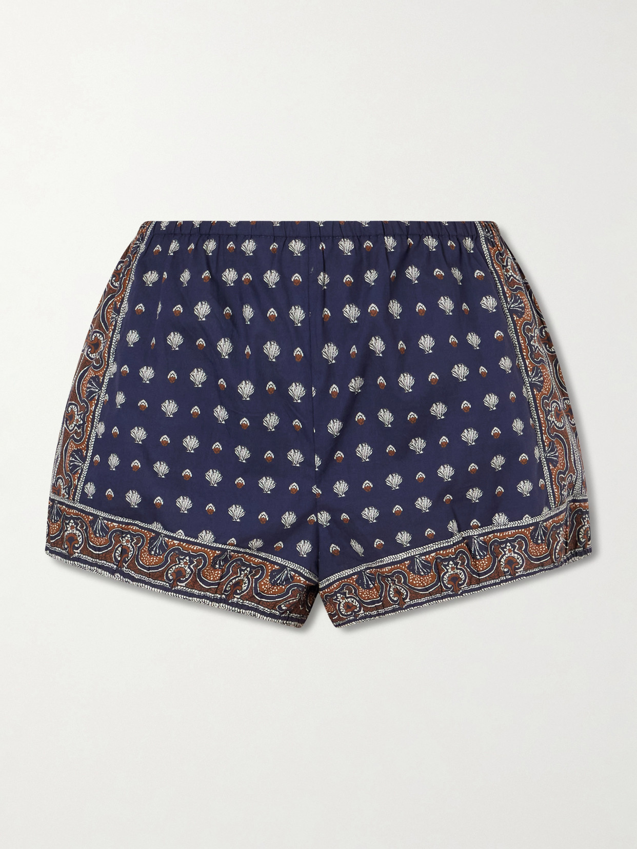 Doen Vienna Printed Cotton Shorts In Blue