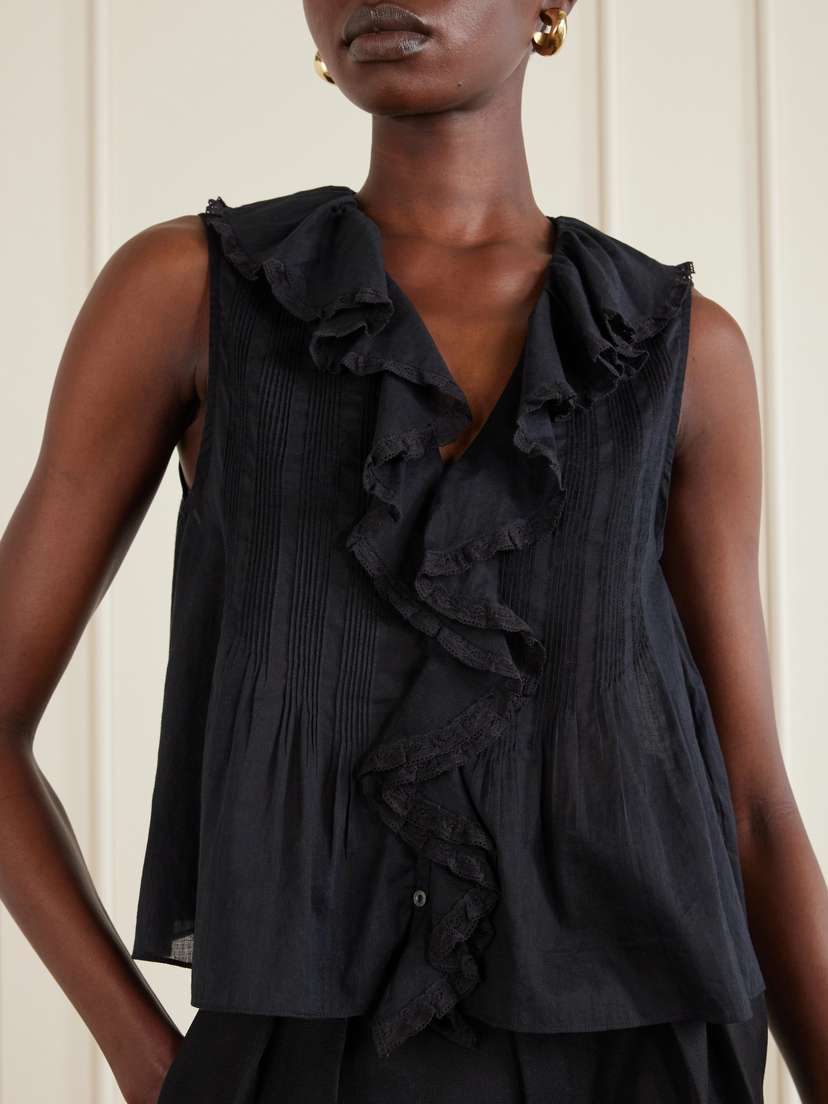 DÔEN Hilda Ruffled Embroidered Organic Cotton Top | Thumbnail 4 DÔEN Hilda Ruffled Embroidered Organic Cotton Top | Thumbnail 4