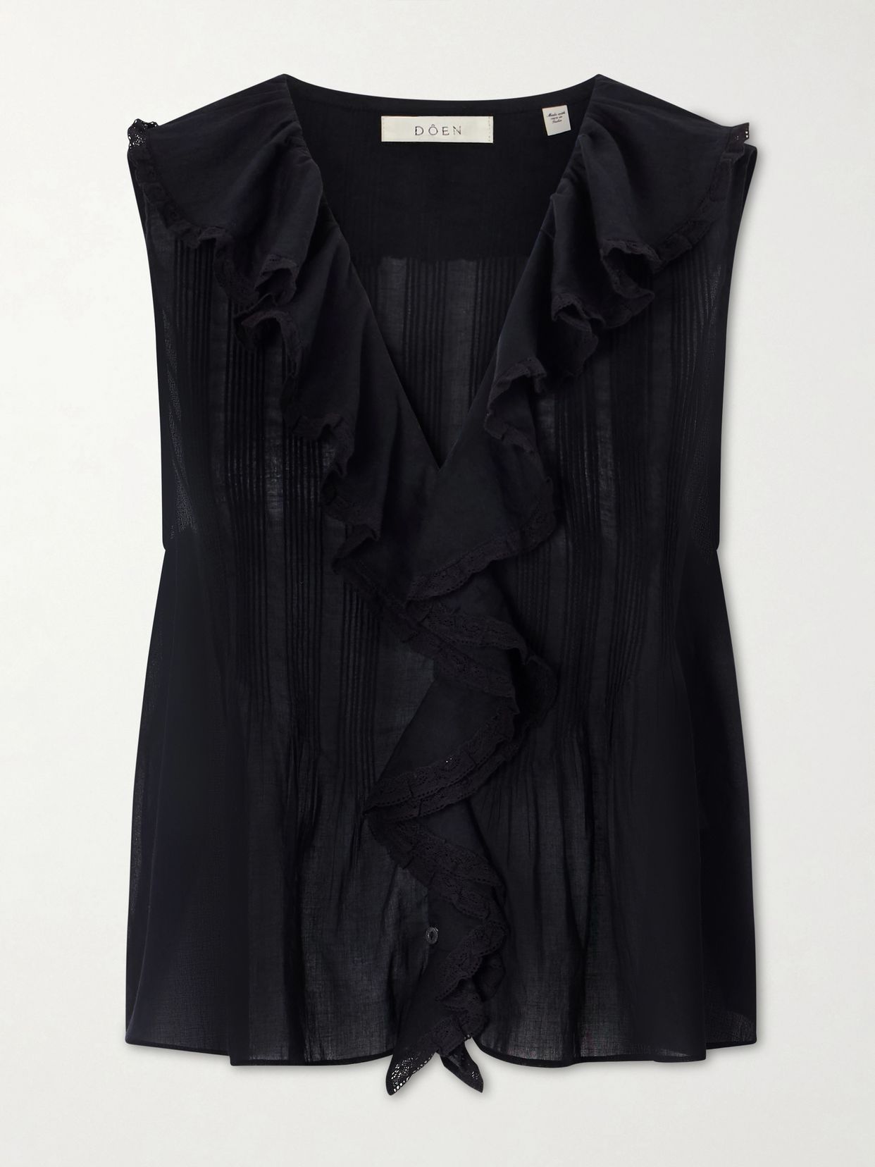 Hilda Ruffled Embroidered Organic Cotton Top