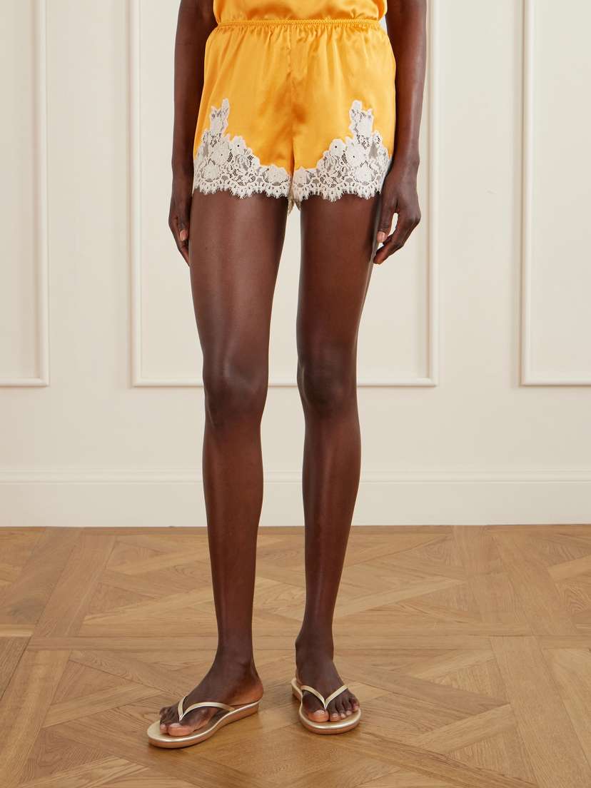 DÔEN Iona Lace-trimmed Silk-satin Shorts | Thumbnail 3 DÔEN Iona Lace-trimmed Silk-satin Shorts | Thumbnail 3
