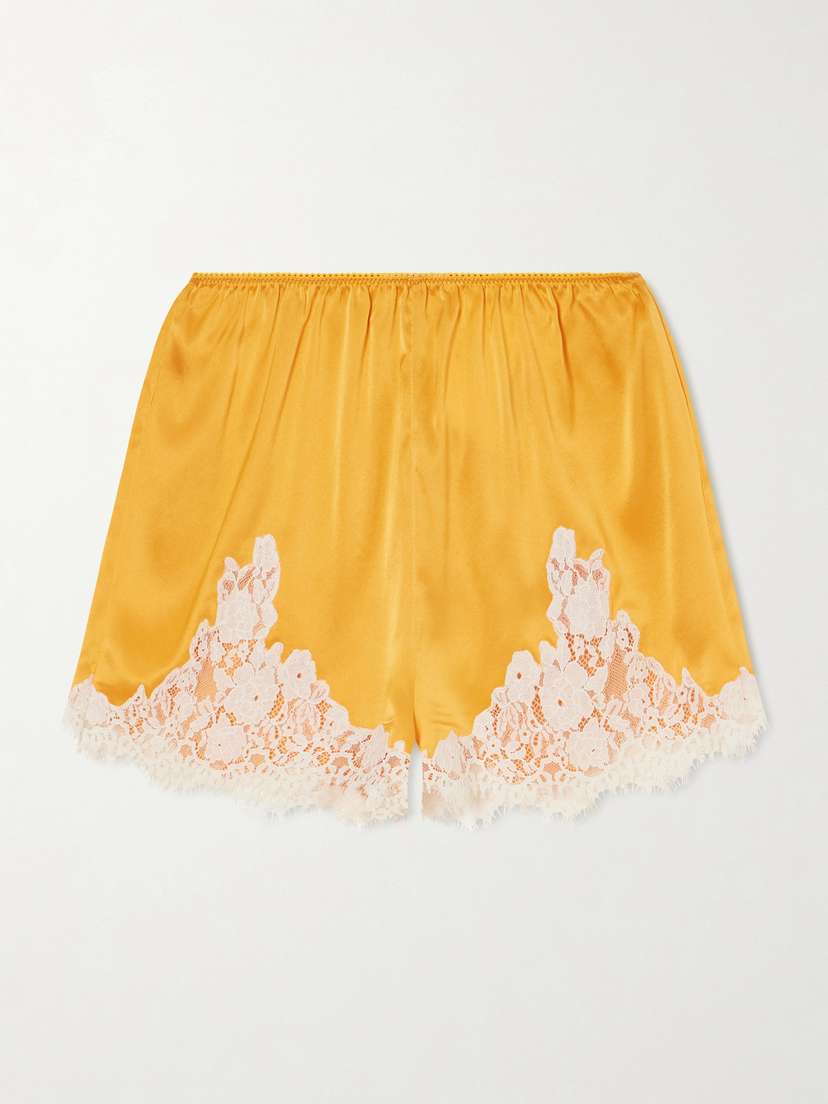 DÔEN Iona Lace-trimmed Silk-satin Shorts