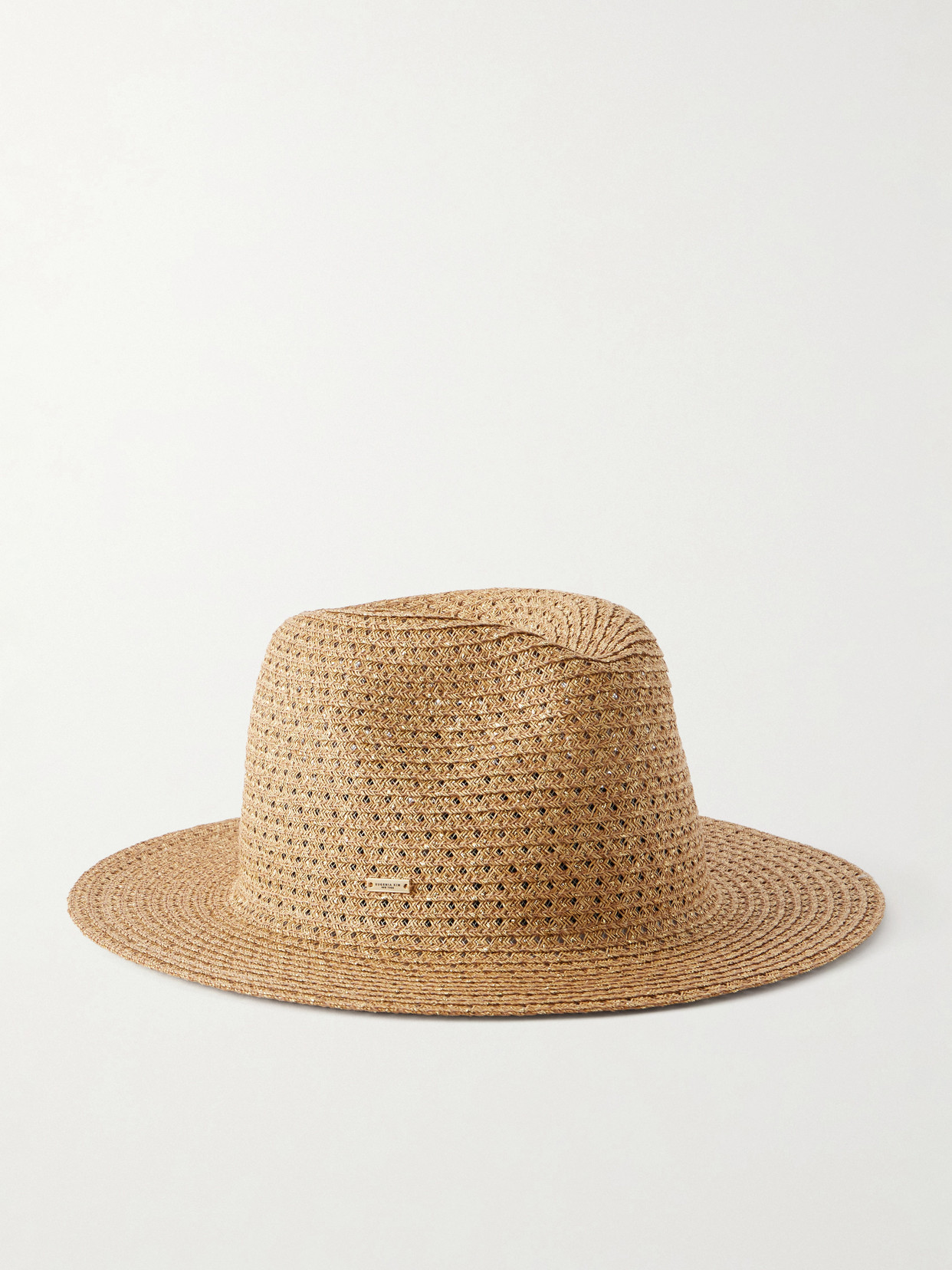 Eugenia Kim Lillian Embellished Raffia-effect Hat In Brown