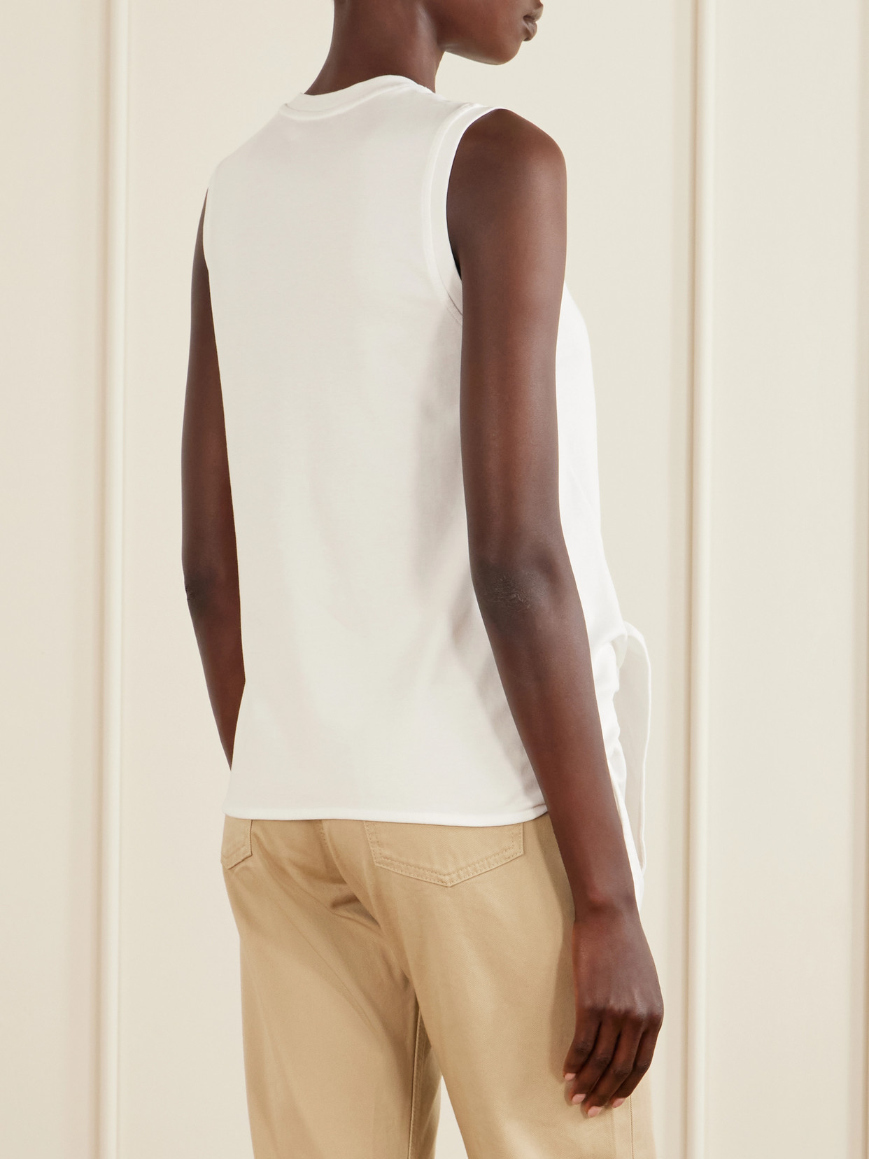 Knotted Logo-Embroidered Cotton-Jersey Tank