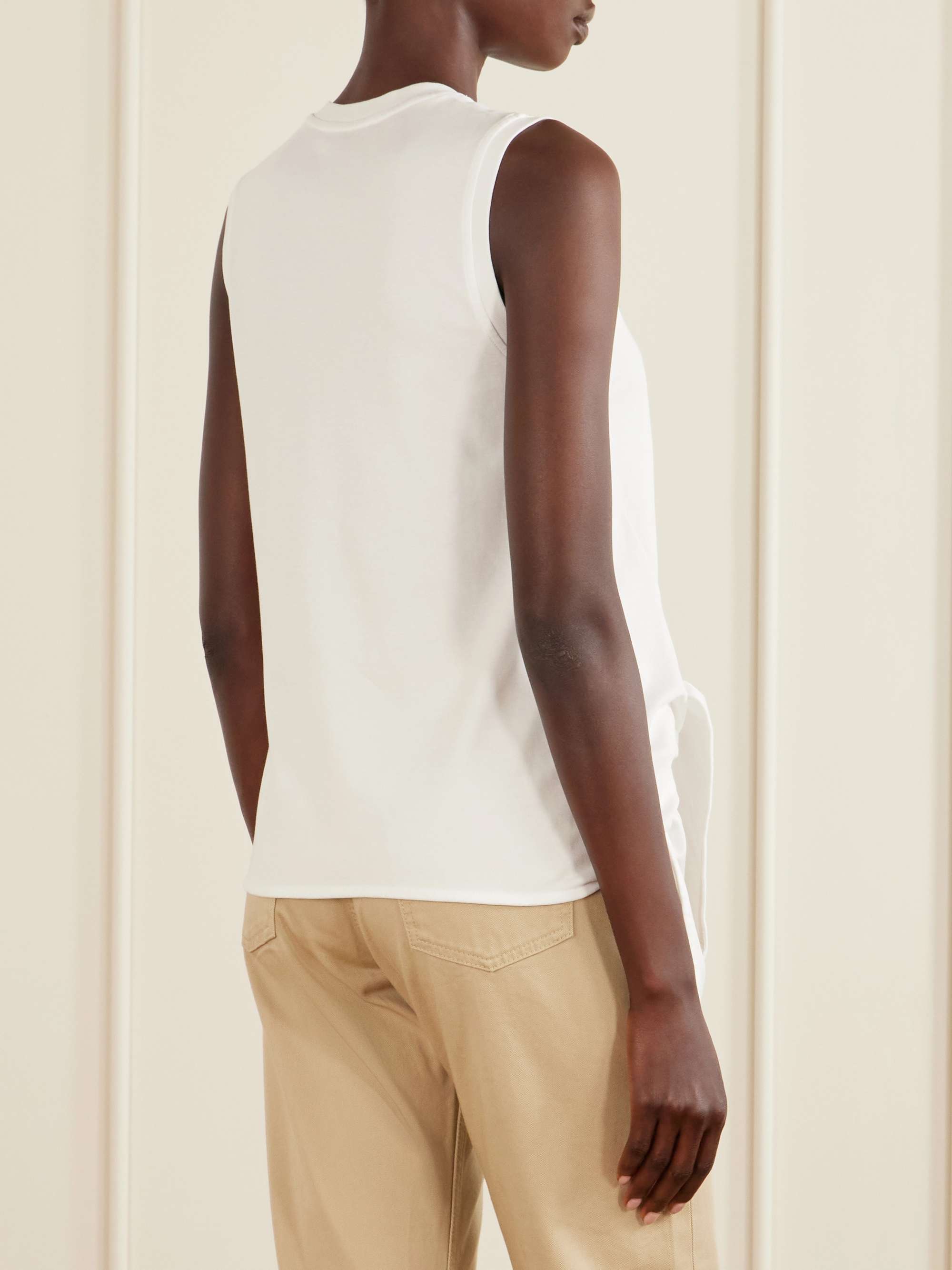 JW ANDERSON Knotted logo-embroidered cotton-jersey tank | NET-A-PORTER