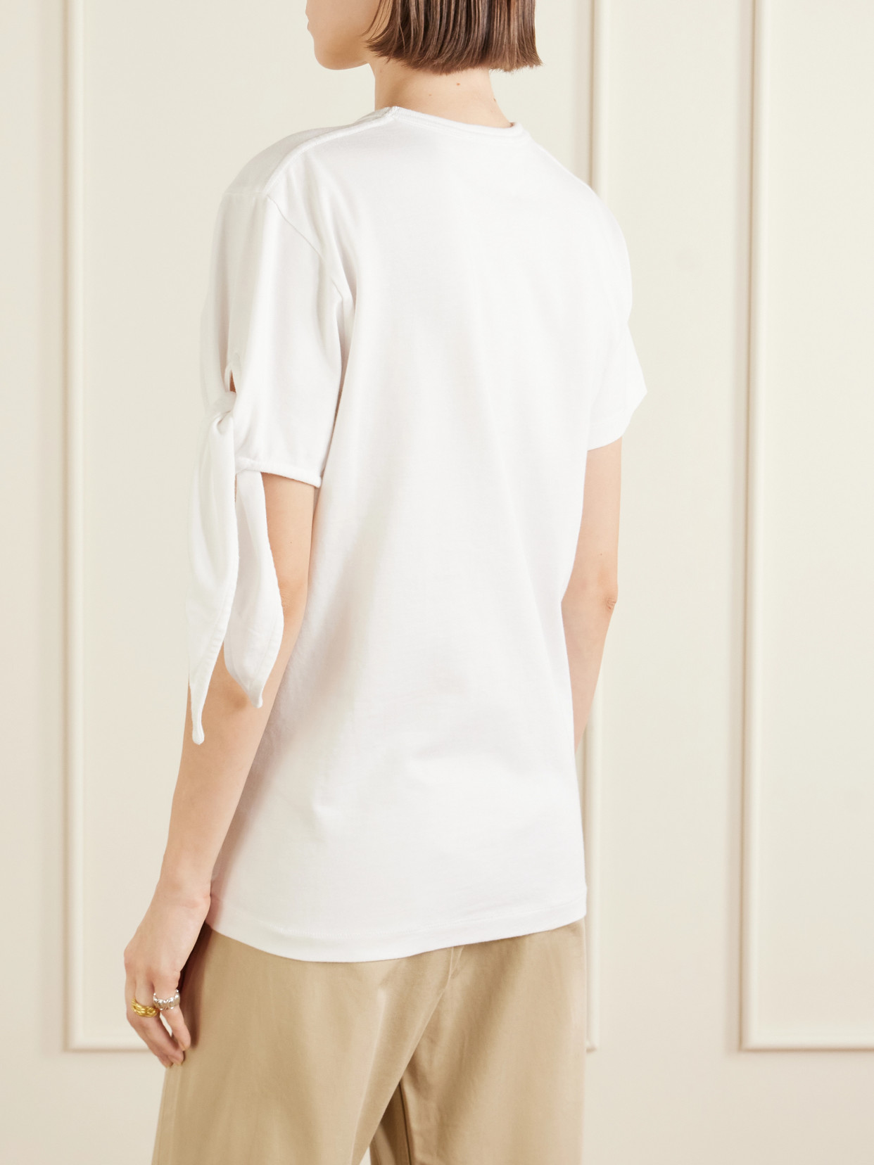 Tie-Detailed Cotton T-Shirt
