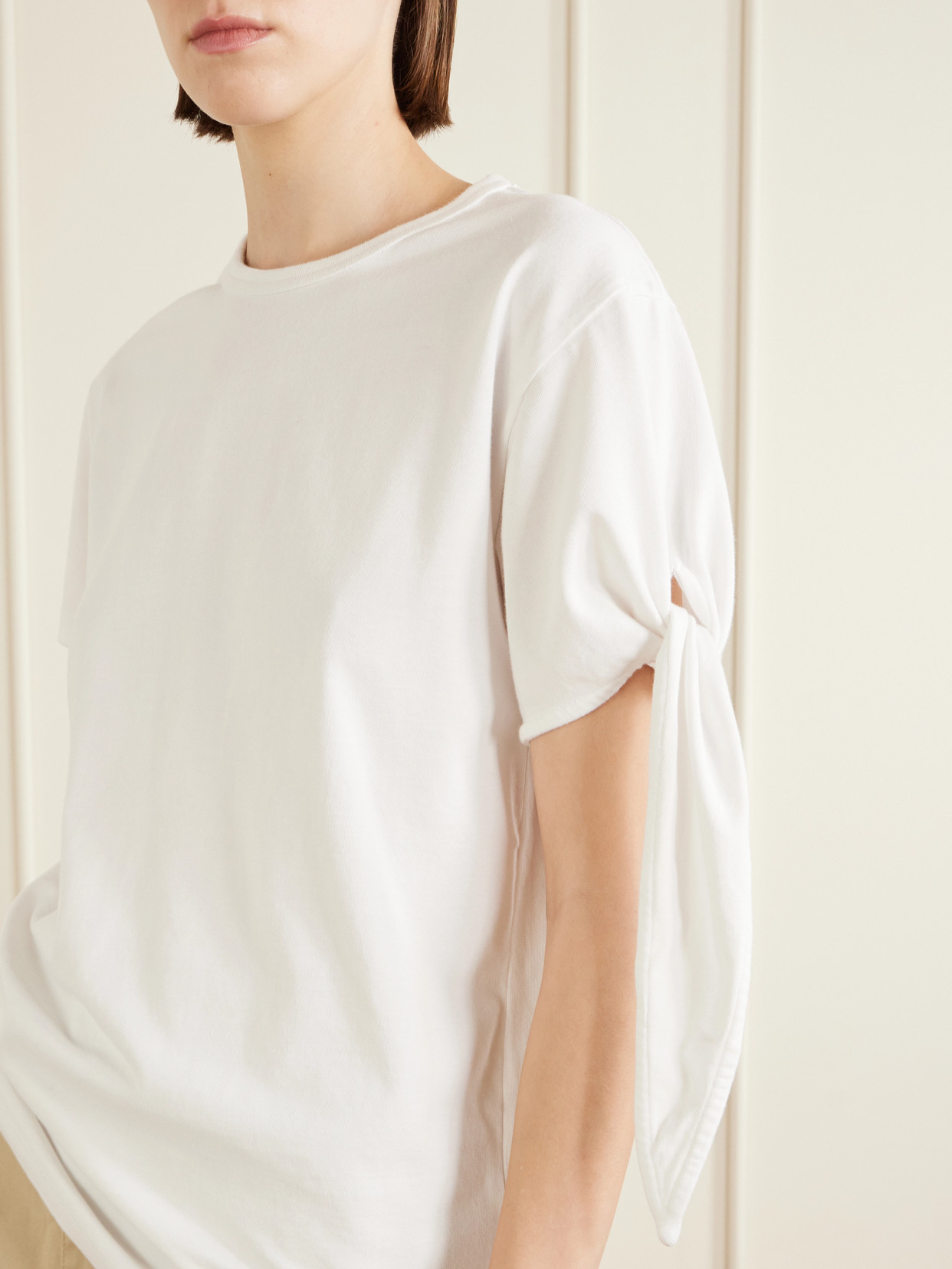 Tie-Detailed Cotton T-Shirt