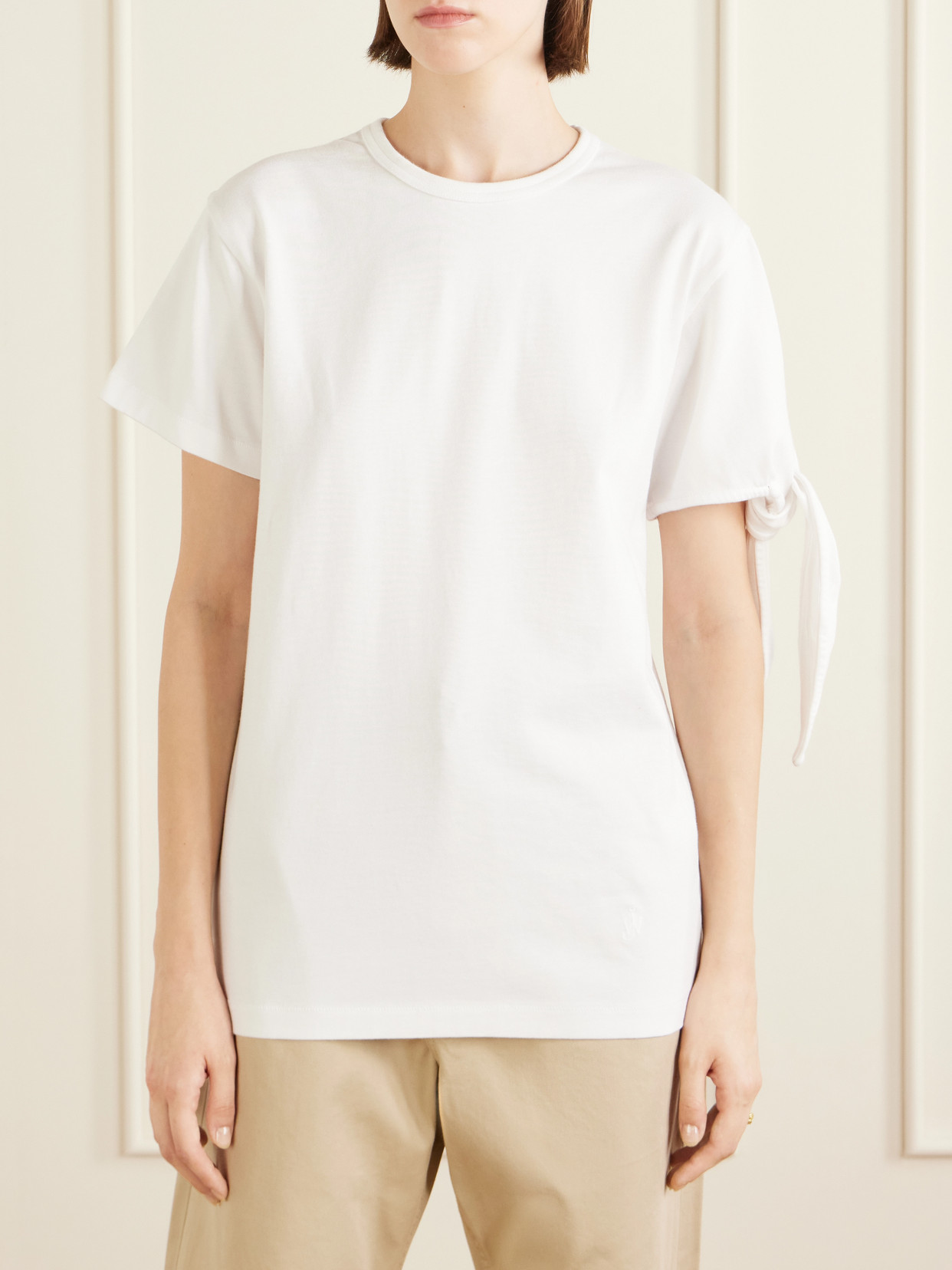 Tie-Detailed Cotton T-Shirt