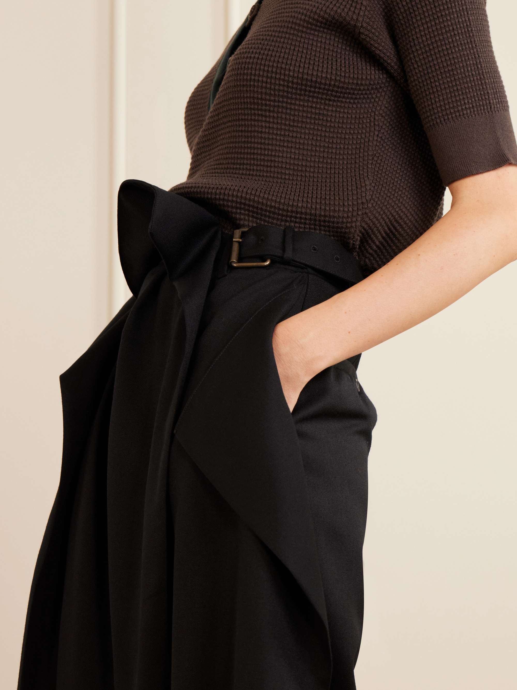 2019aw JW ANDERSON リボンヘムパンツ JW ANDERSON Ruffled belted wool wide-leg pants | NET-A-PORTER