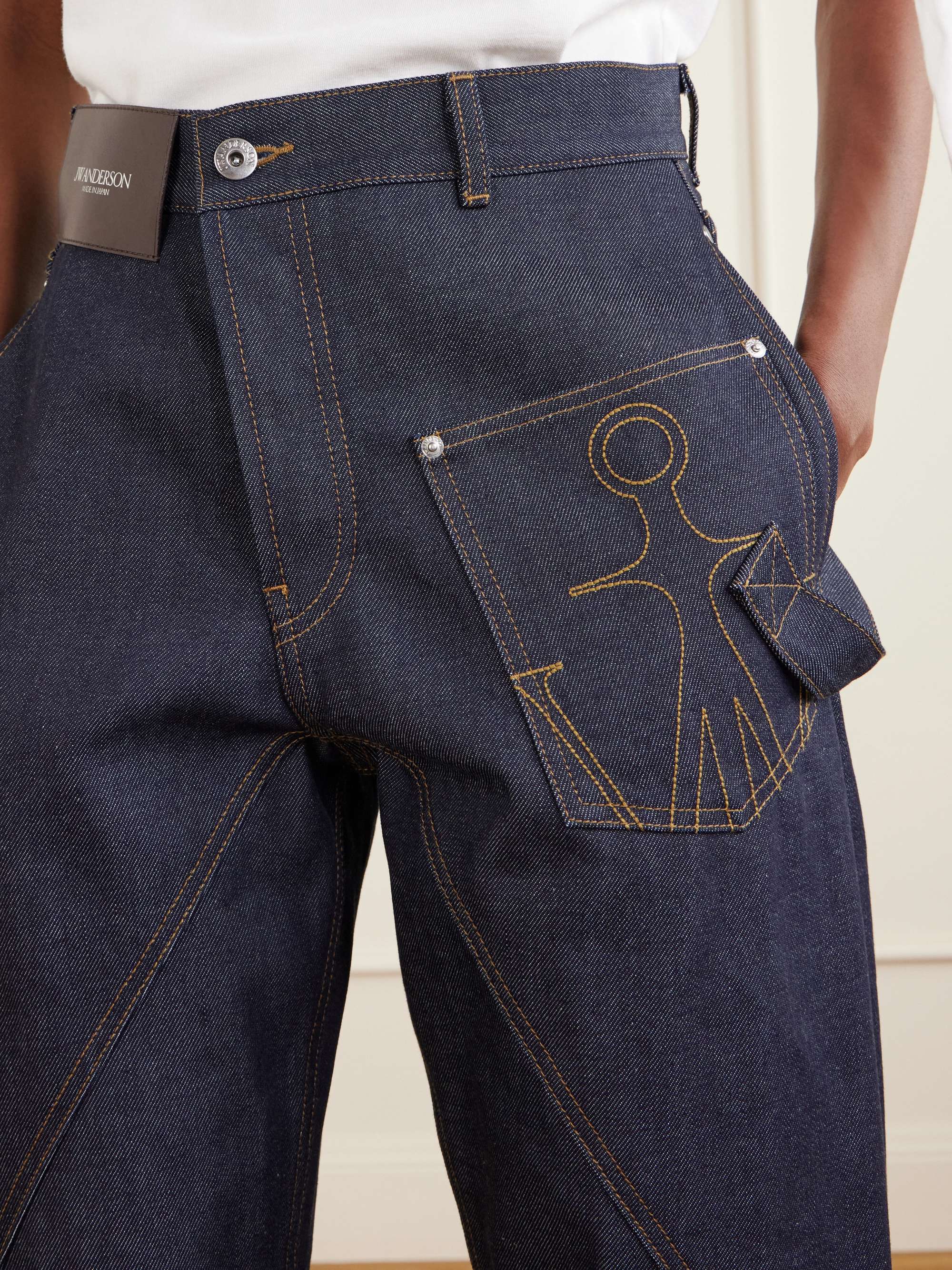JW ANDERSON High-rise embroidered wide-leg jeans | NET-A-PORTER