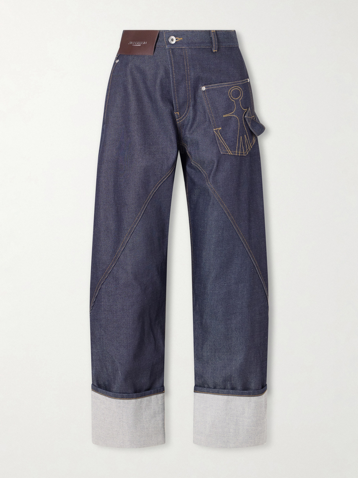 Jw Anderson High-rise Embroidered Wide-leg Jeans In Black