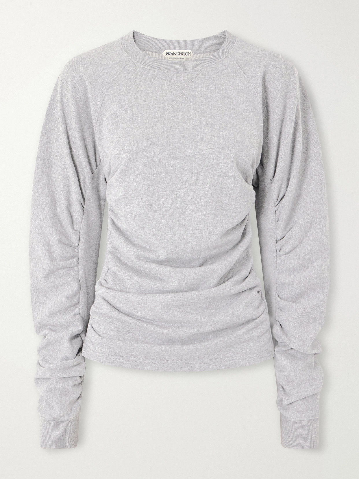Ruched Sleeve Cotton-Jersey Sweatshirt