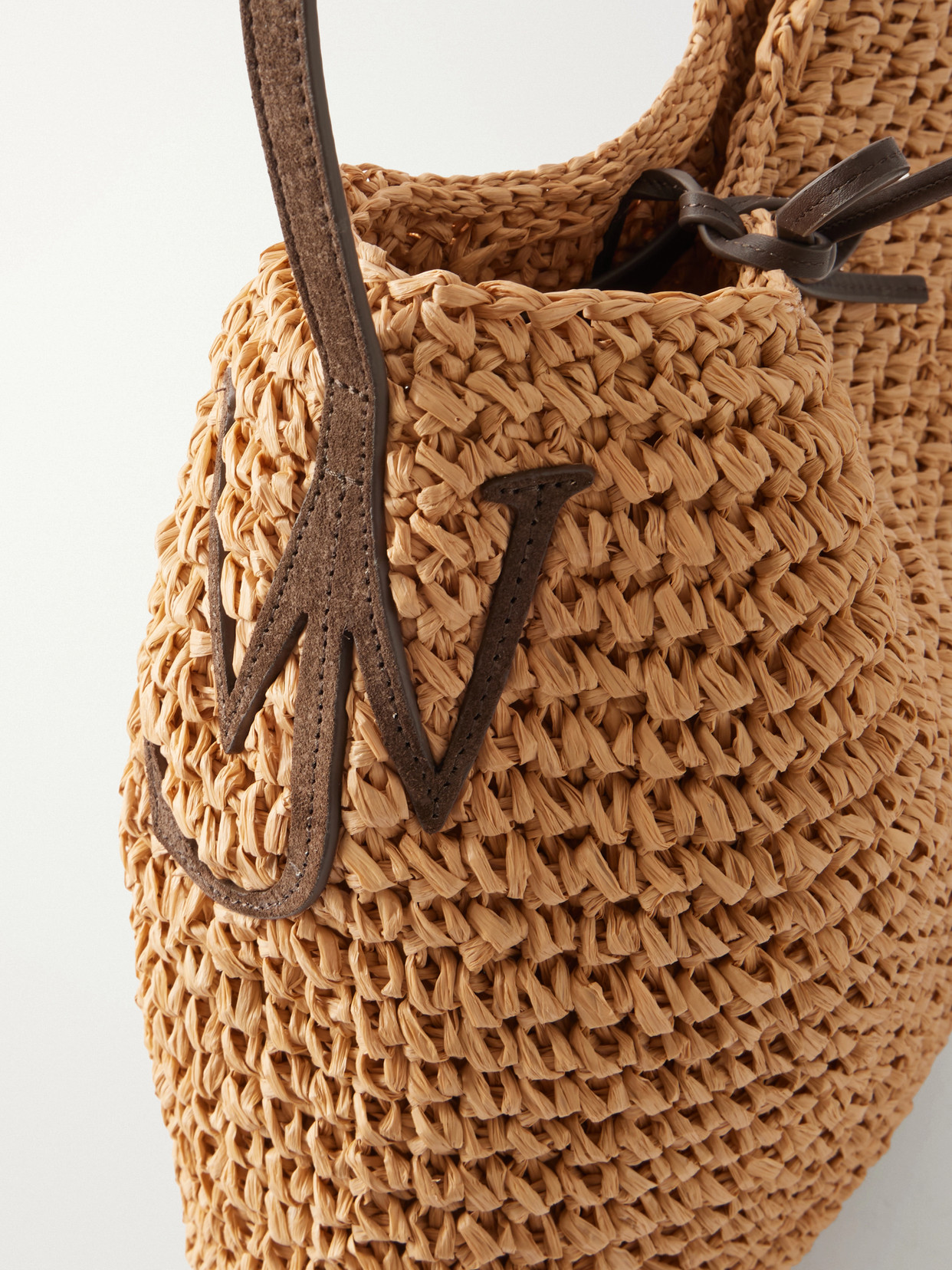Bulb Large Suede-Trimmed Raffia Tote