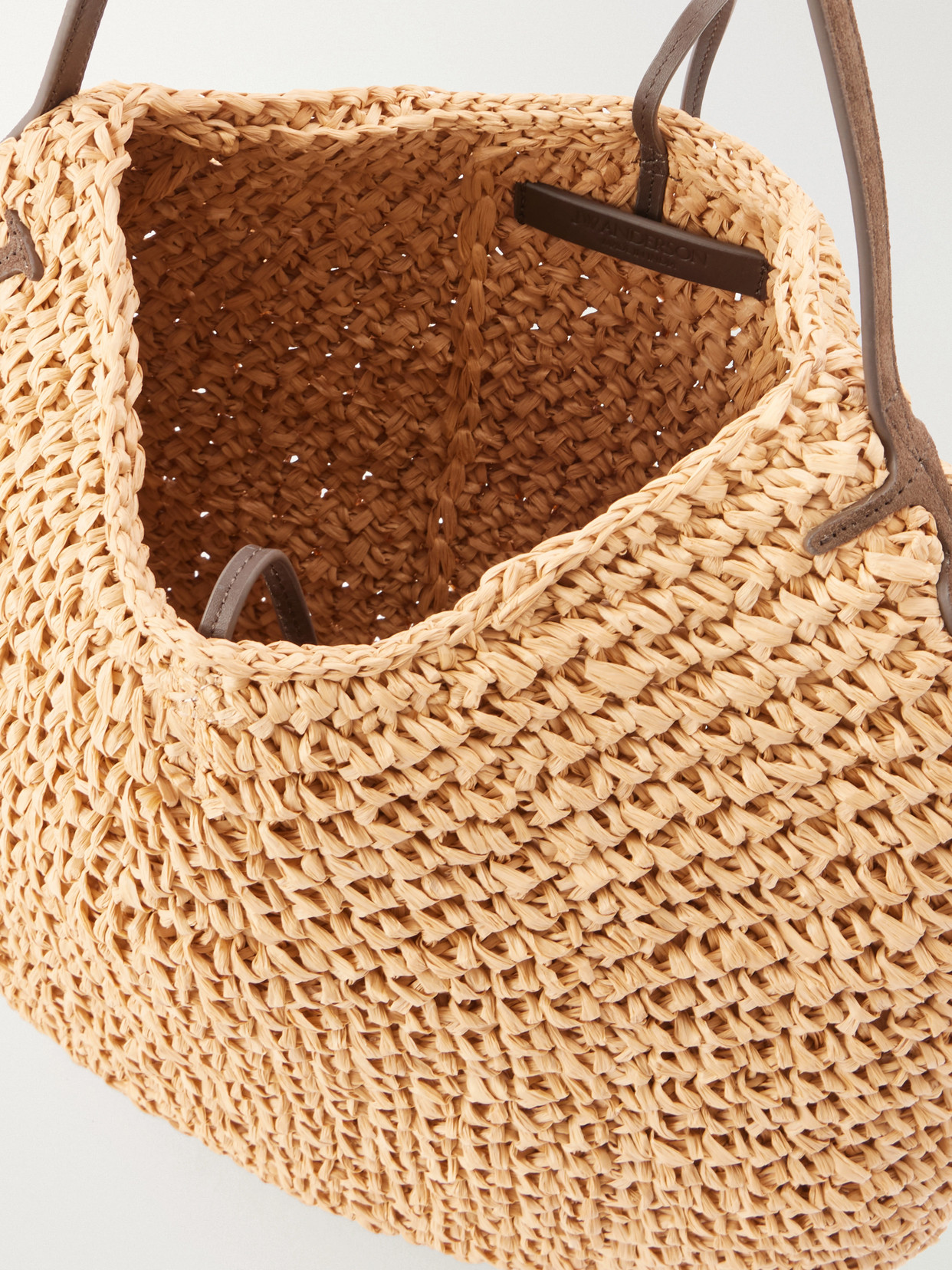 Bulb Large Suede-Trimmed Raffia Tote