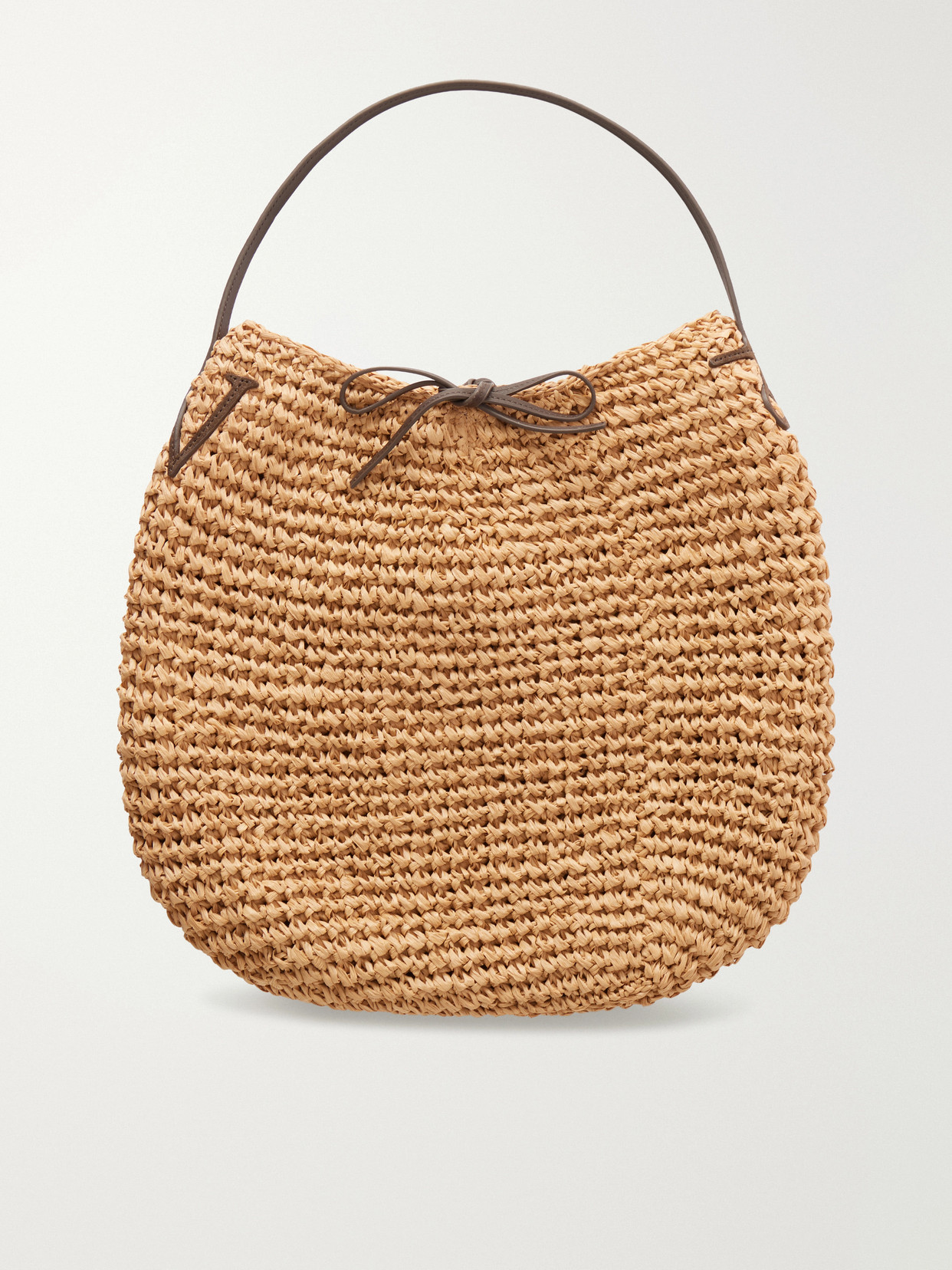 Jw Anderson Bulb Large Suede-trimmed Raffia Tote In Brown