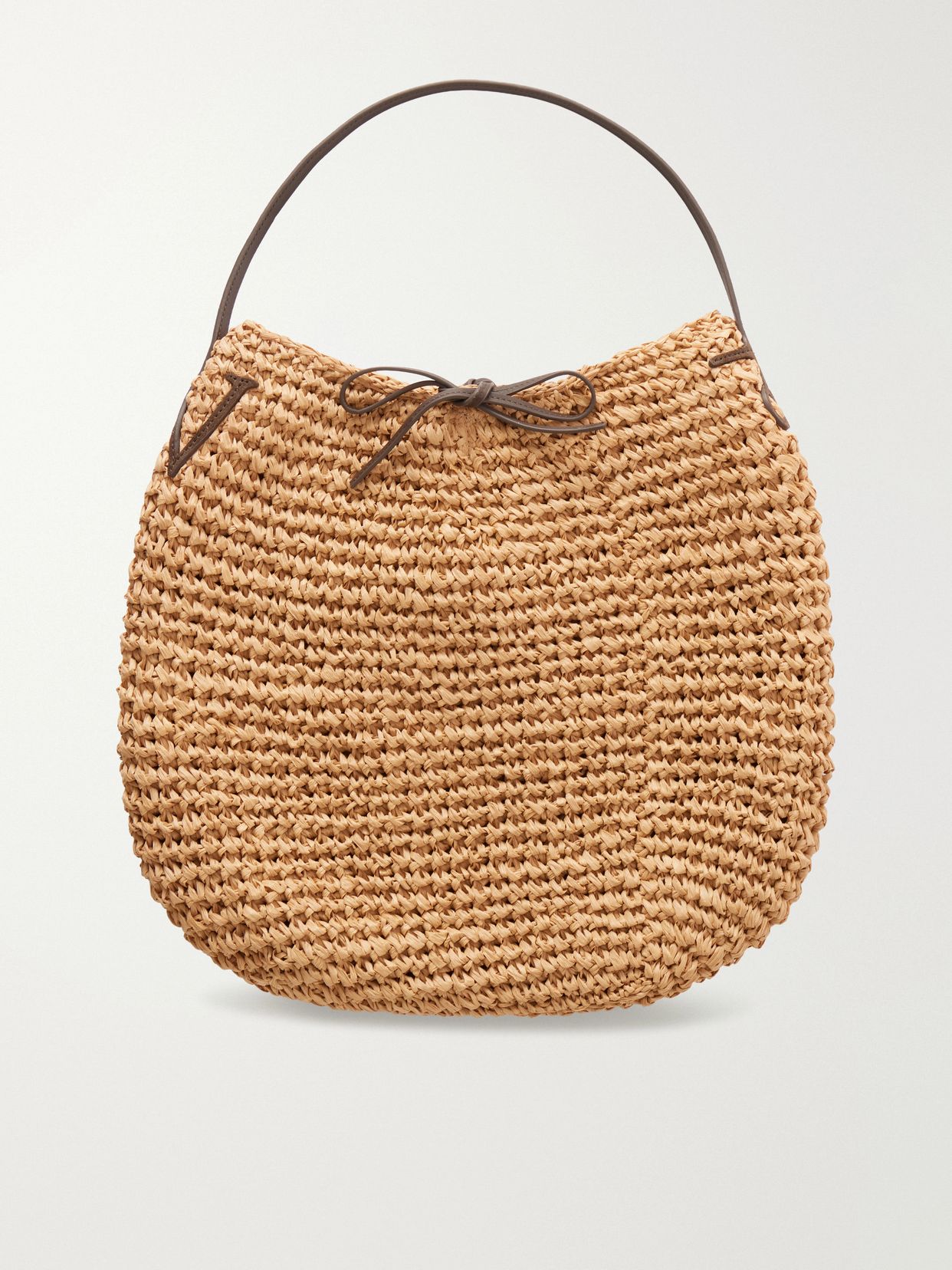 bulb large suede trimmed raffia tote