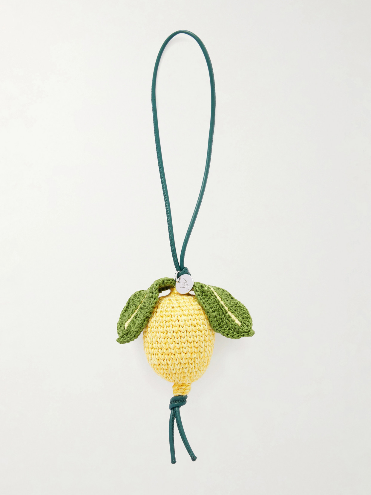 Jw Anderson Lemon Crocheted Cotton And Leather Bag Charm In Yellow