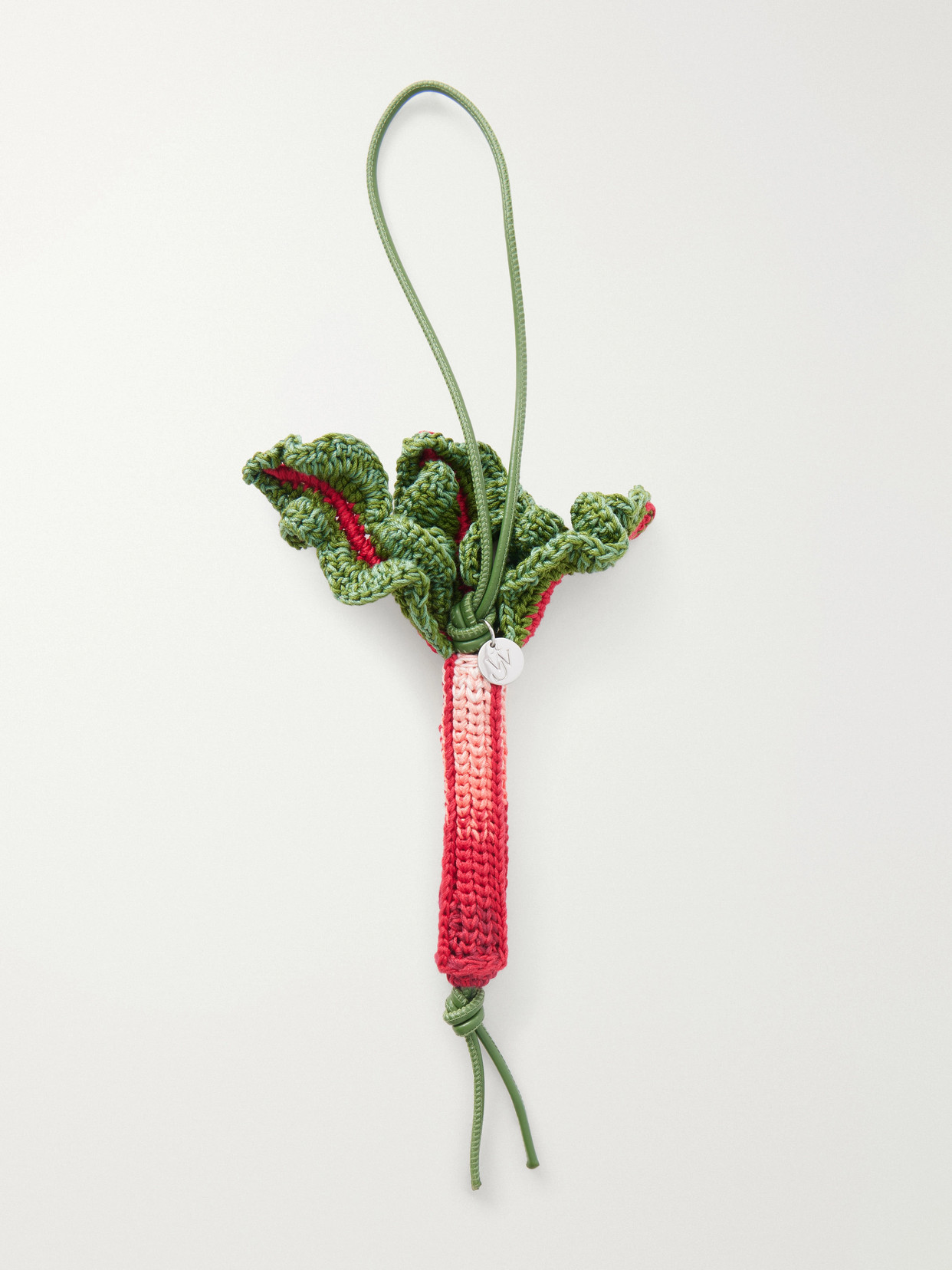 Jw Anderson Rhubarb Leather-trimmed Crocheted Cotton Charm In Multi