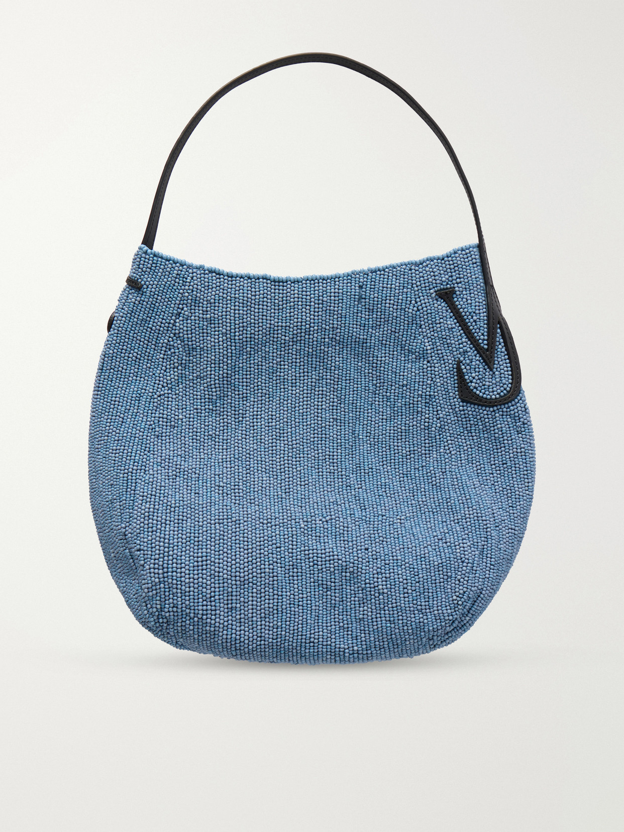 Bead-Embellished Leather-Trimmed Canvas Tote