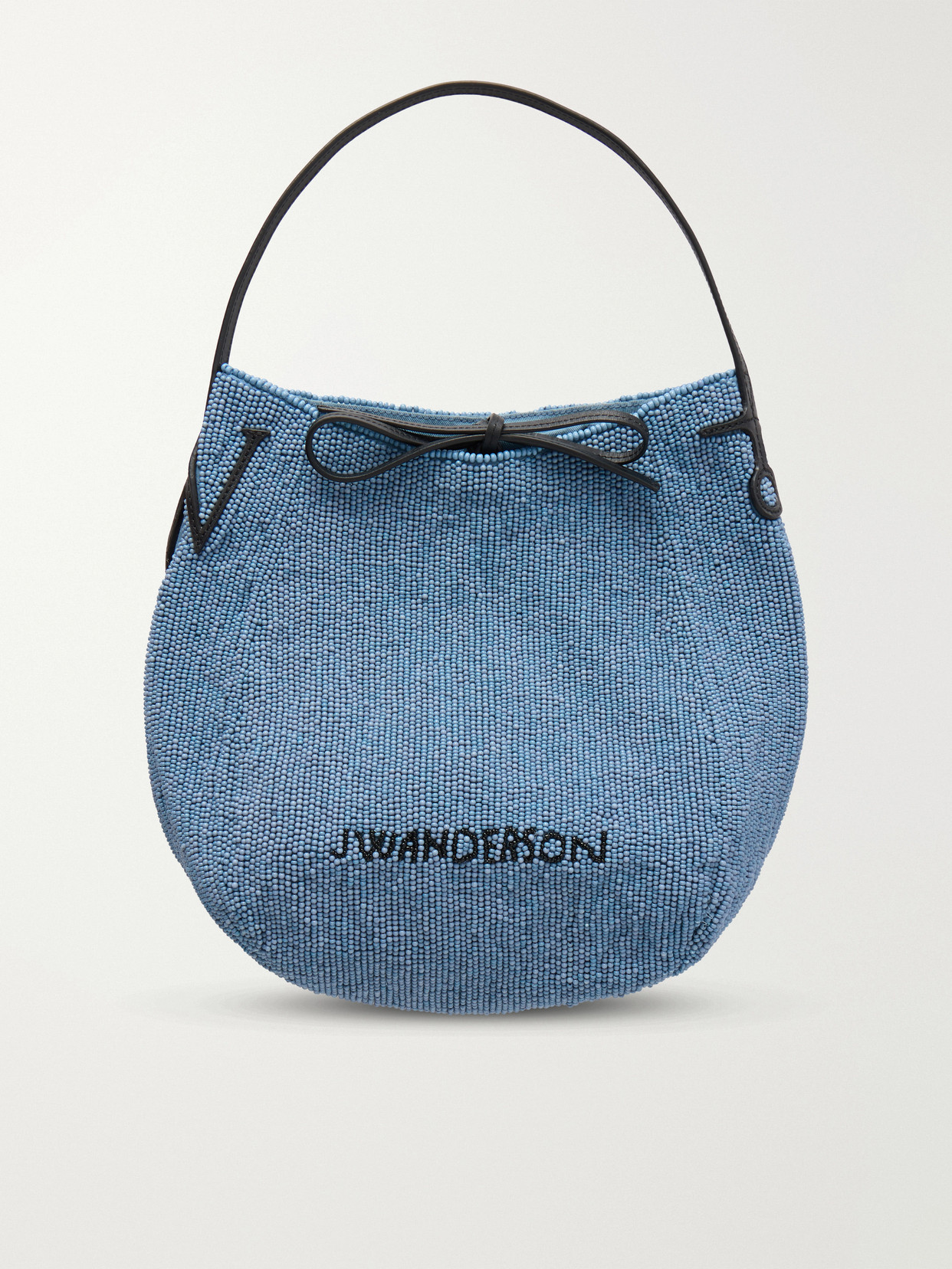 Jw Anderson Bead-embellished Leather-trimmed Canvas Tote In Blue