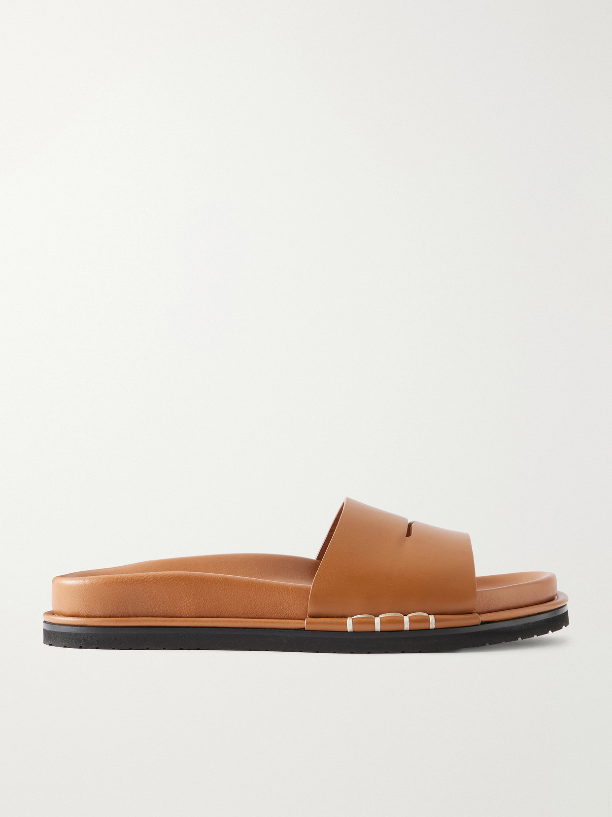 Jw Anderson Fussbett Leather Slides In Brown