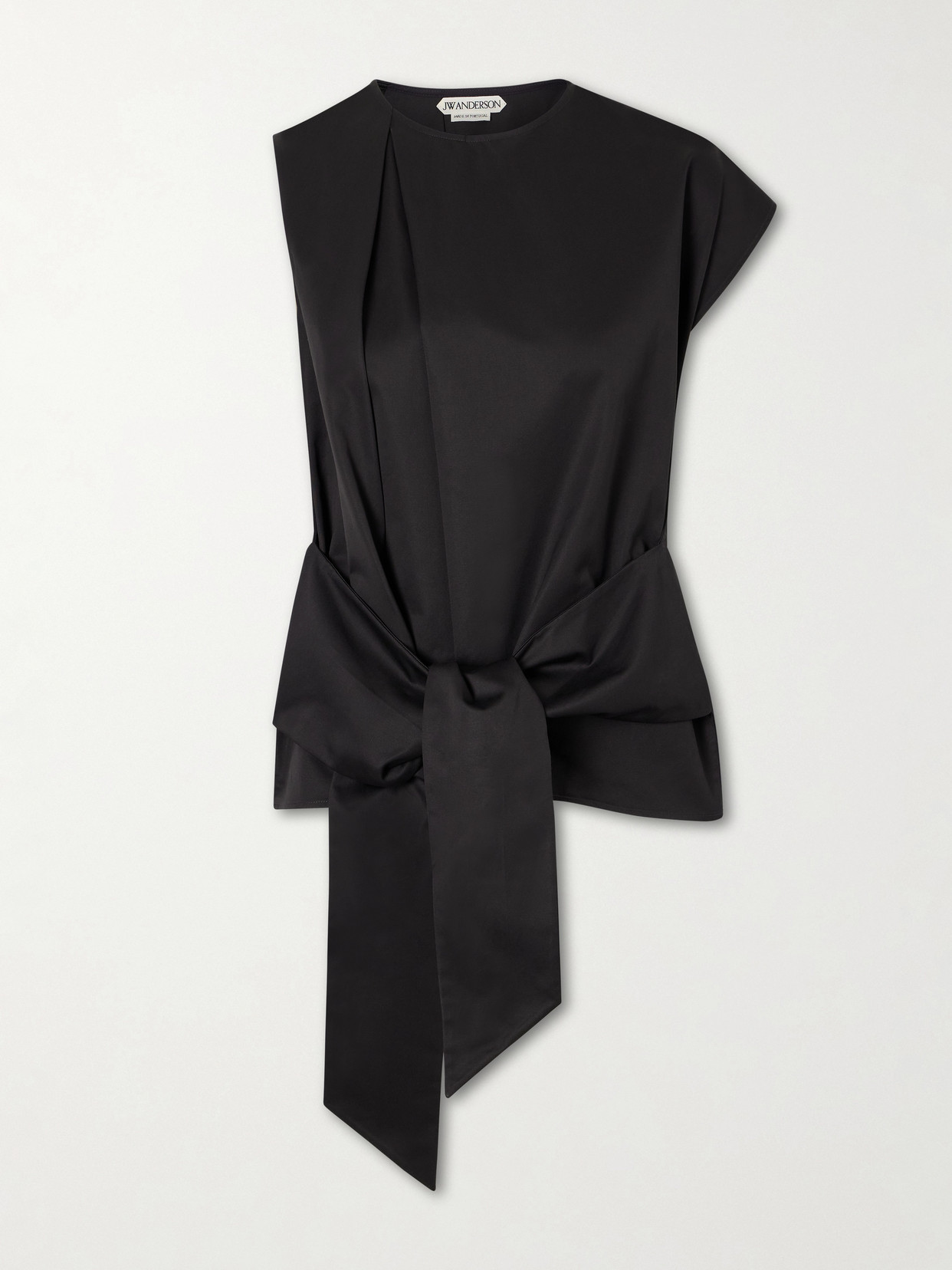 Jw Anderson Tie-detailed Cotton Top In Black
