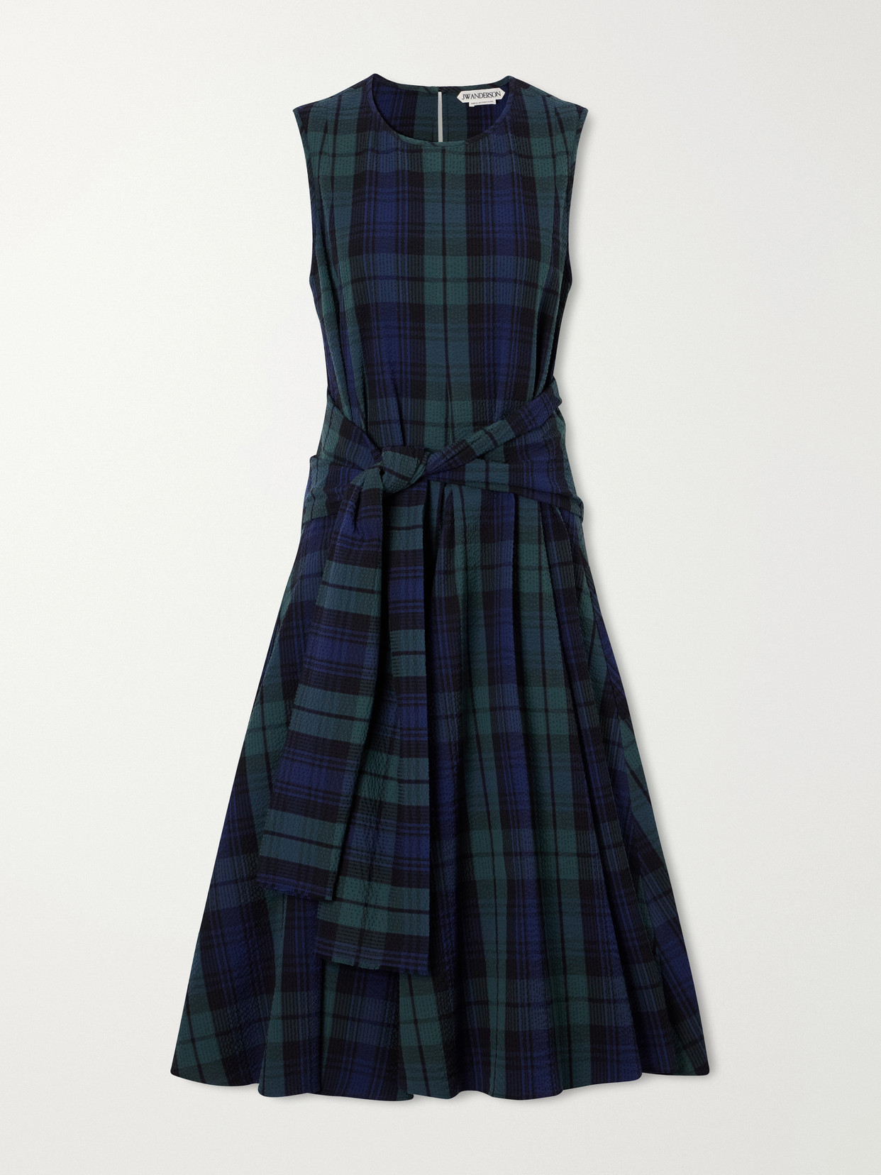Jw Anderson Checked Cotton-cloque Mini Dress In Green