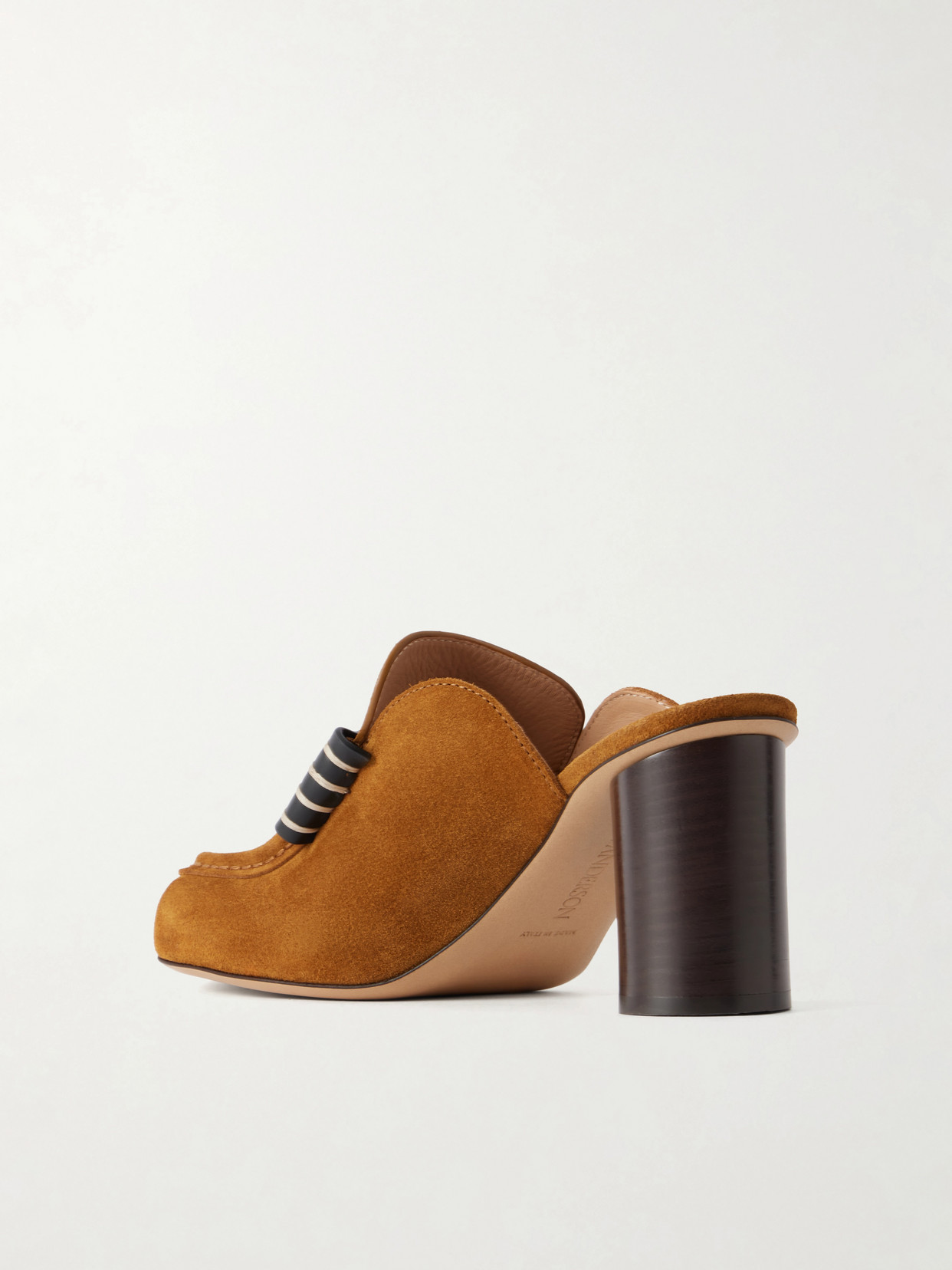 Leather-Trimmed Suede Mules