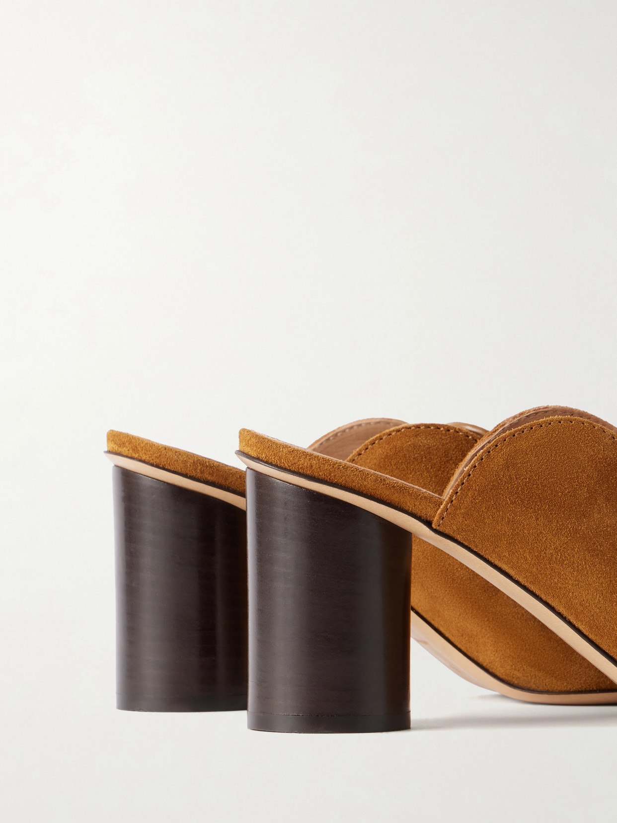 Leather-Trimmed Suede Mules