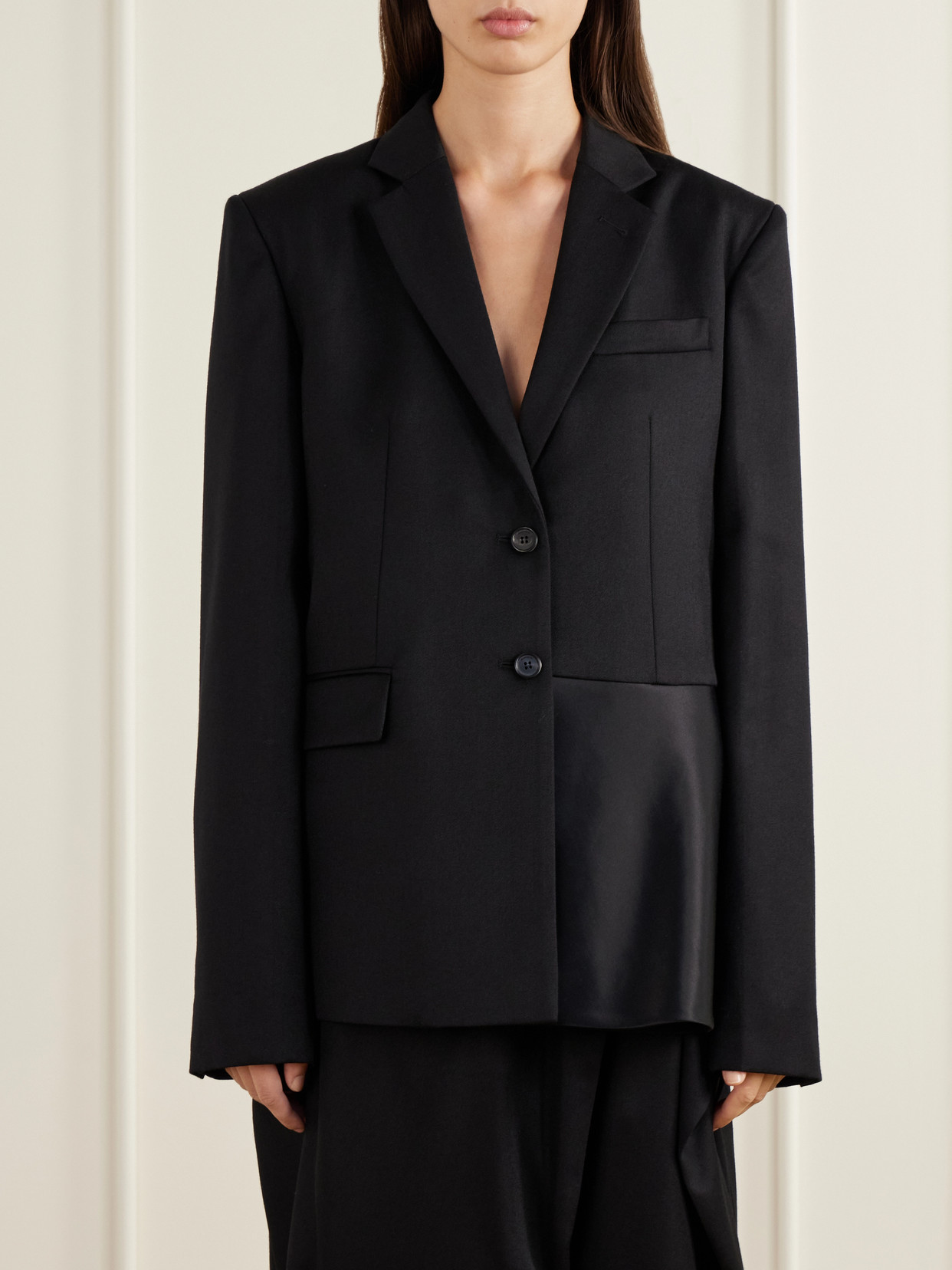 Trail Hem Satin-Trimmed Wool-Twill Jacket