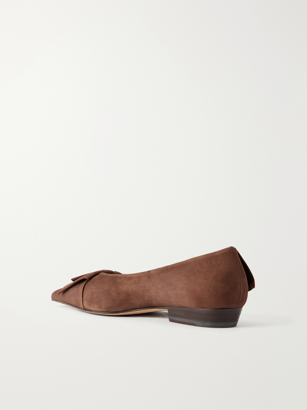Ruffled Nubuck-Trimmed Ballet Flats