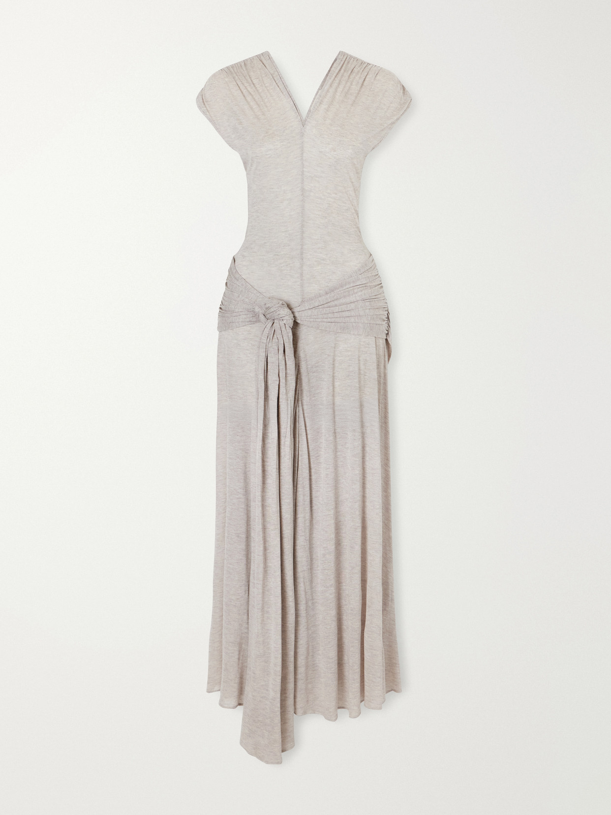 Jw Anderson Knot-detail Modal And Cashmere-blend Maxi Dress In Neutrals