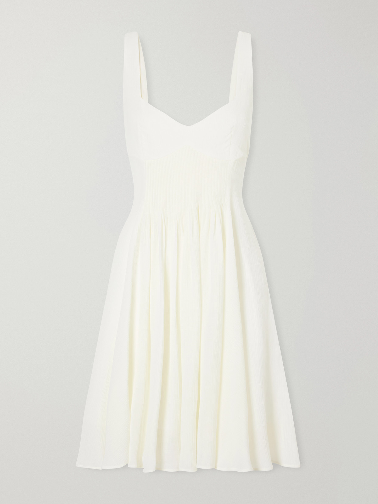 Jw Anderson Pleated Gathered Crepon Mini Dress In Neutrals