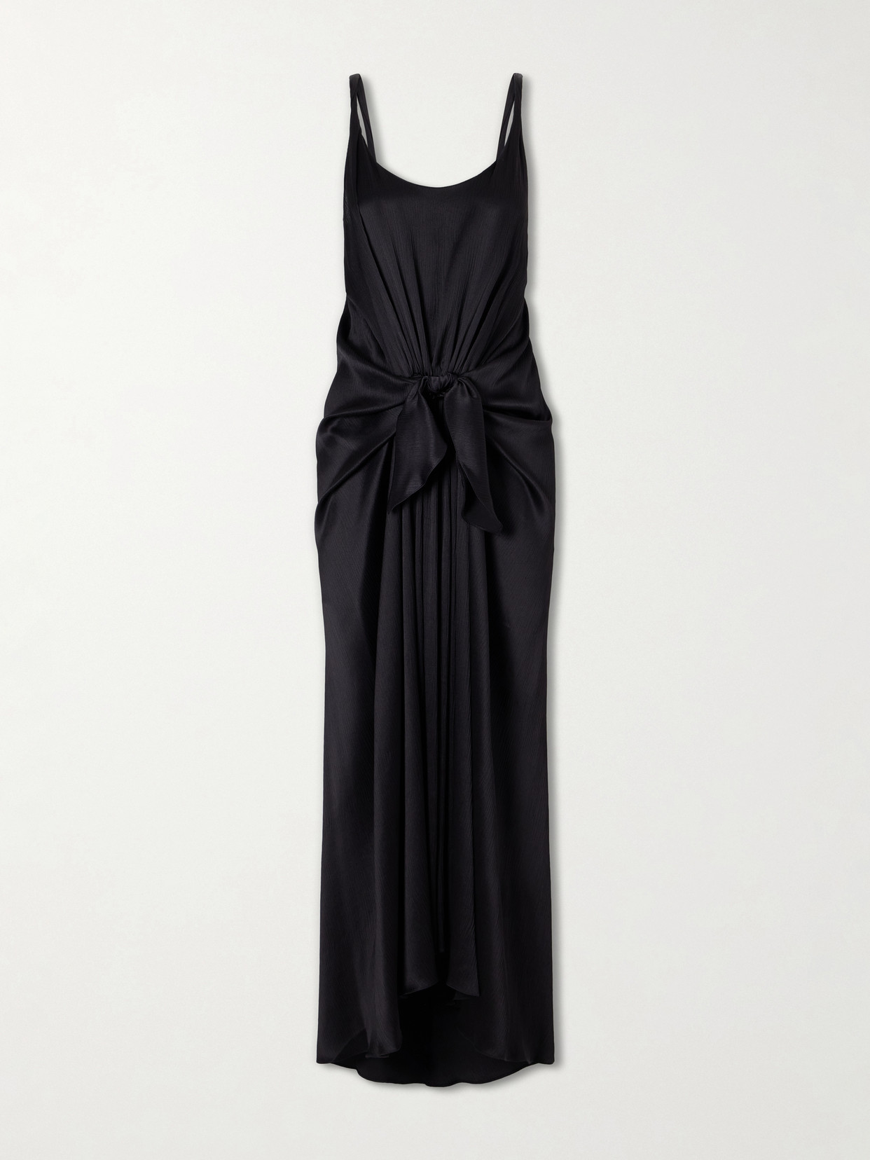 Jw Anderson Tie-detailed Crinkled-silk Maxi Dress In Black