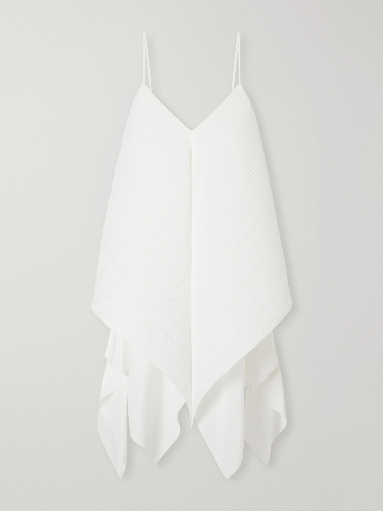 Jw Anderson Asymmetric Pleated Crepe De Chine Cami In White