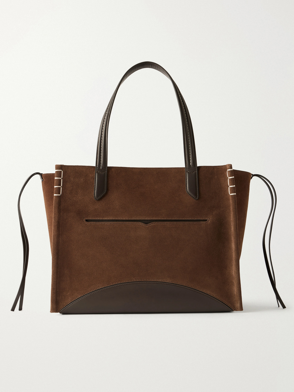 Jw Anderson Loafer Cabas Leather-trimmed Suede Tote In Brown