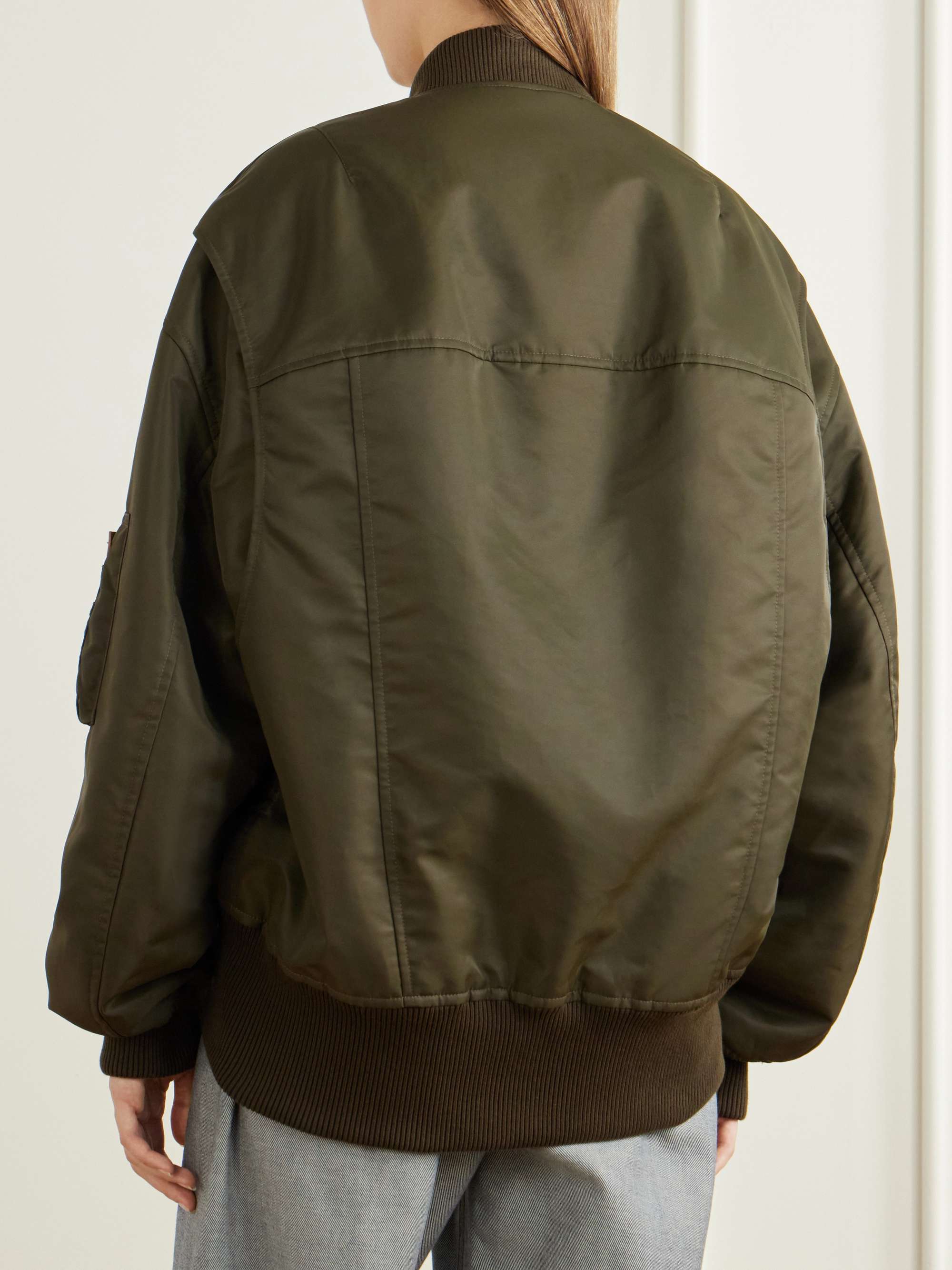 JW ANDERSON Oversized Tipped Hem rib-trimmed satin bomber jacket