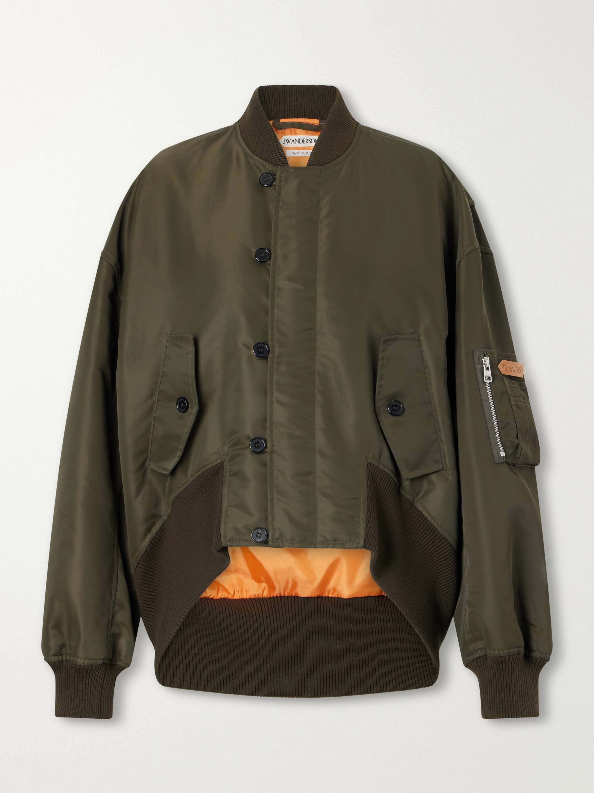 ジャケット・アウター JW Anderson FW22 Relaxed Bomber Jacket JW ANDERSON Oversized Tipped Hem rib-trimmed satin bomber jacket