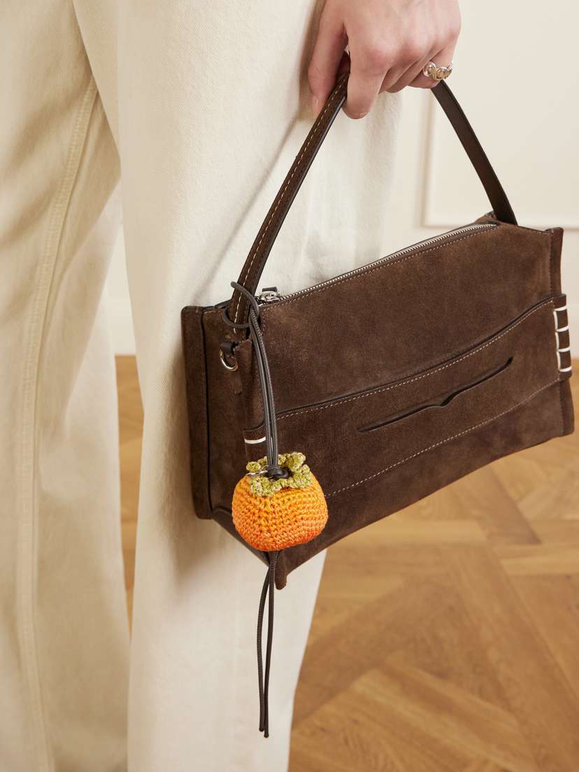 JW Anderson Persimmon Crocheted Cotton And Leather Bag Charm | Thumbnail 2 JW Anderson Persimmon Crocheted Cotton And Leather Bag Charm | Thumbnail 2