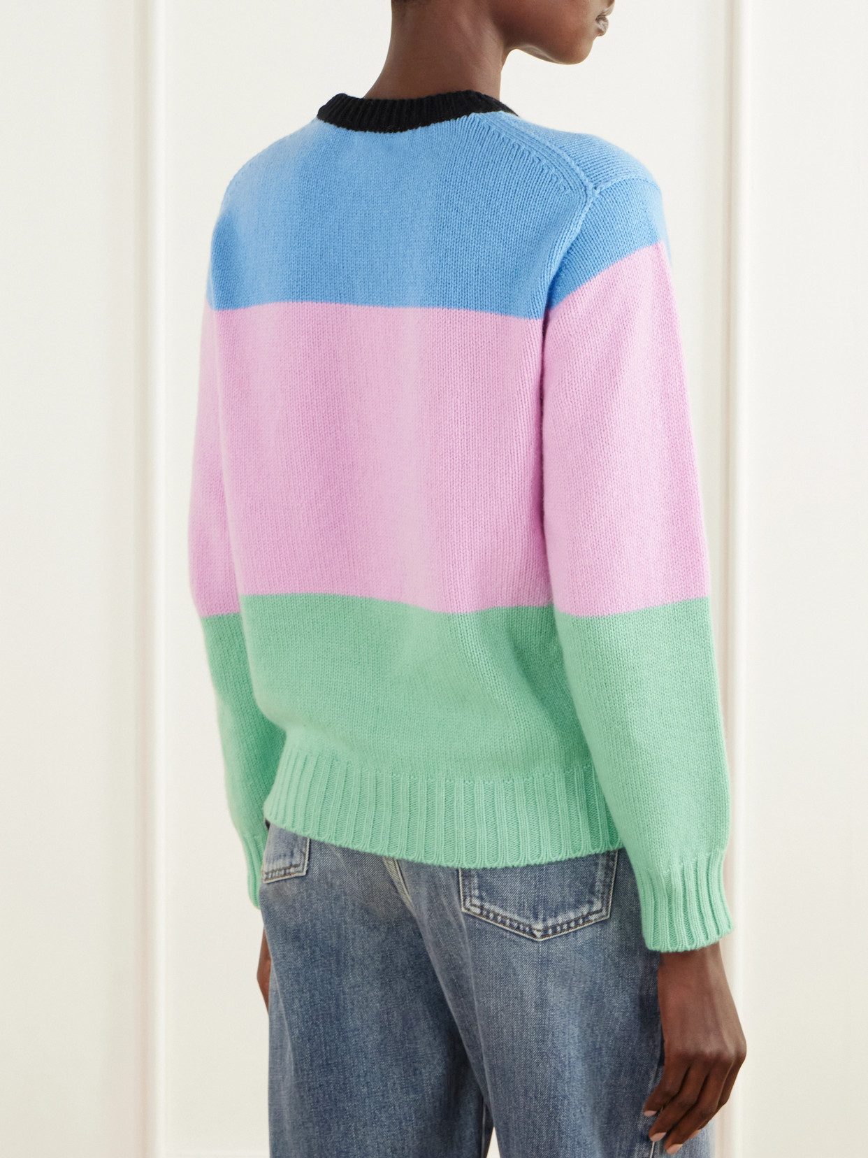 Color-Block Intarsia-Knit Sweater