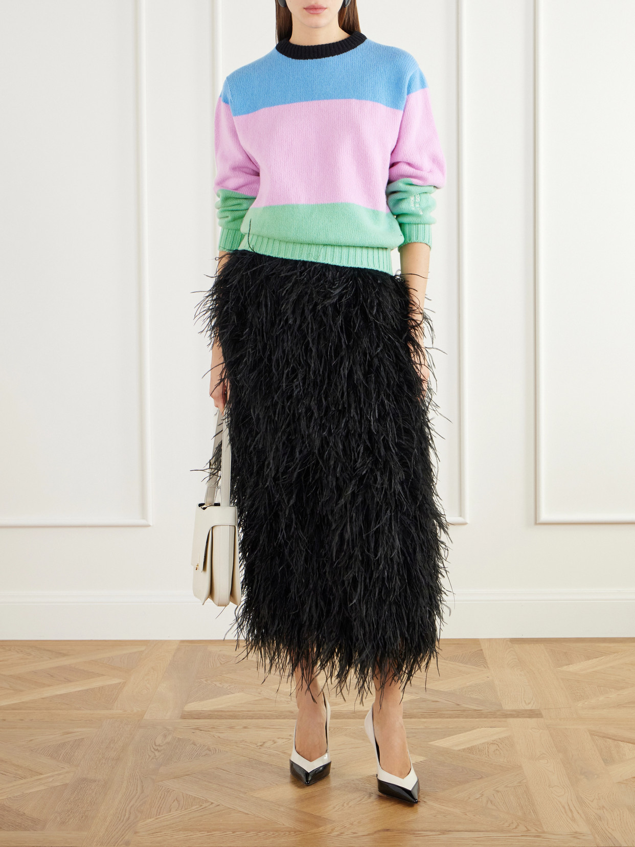 Color-Block Intarsia-Knit Sweater