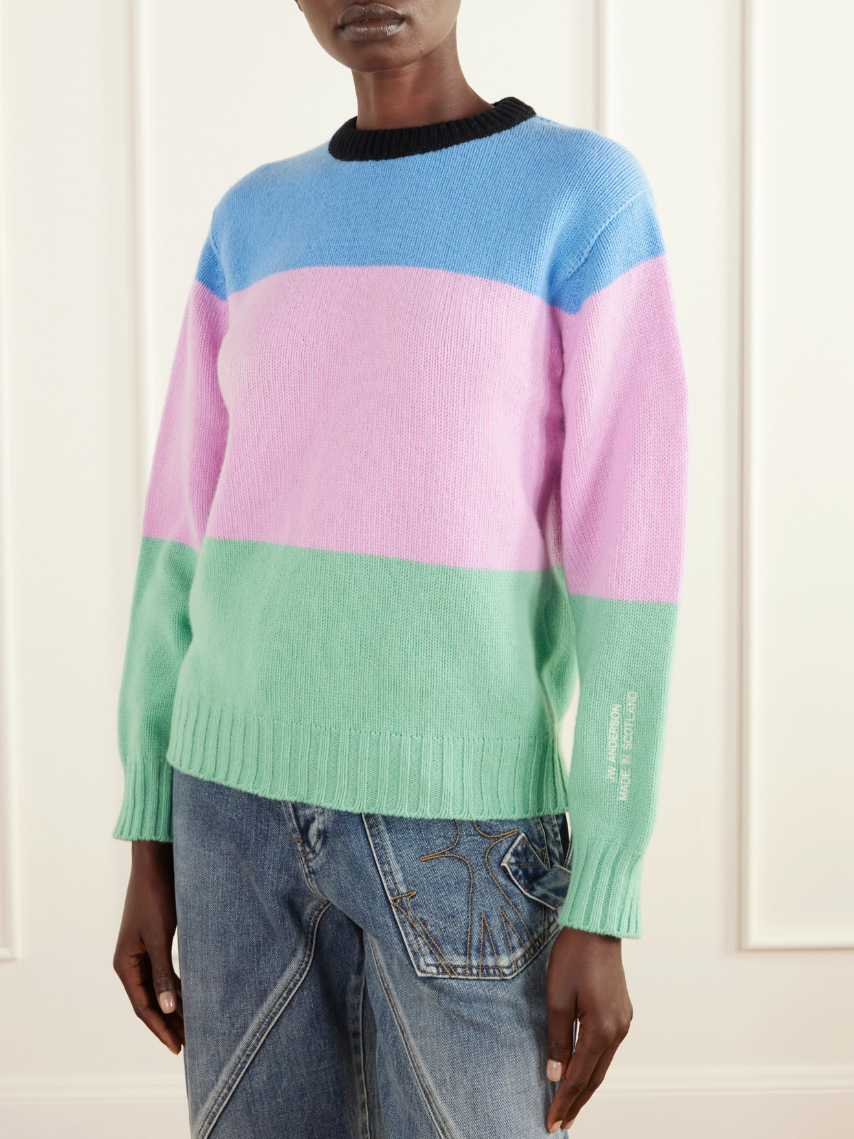 Color-Block Intarsia-Knit Sweater
