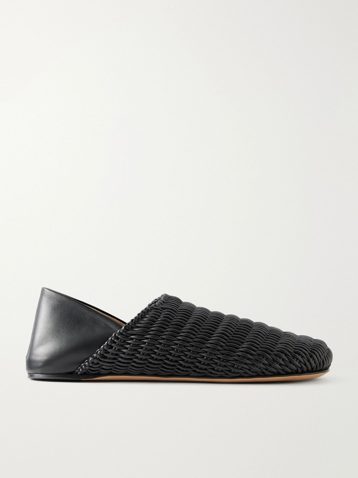 woven leather mules