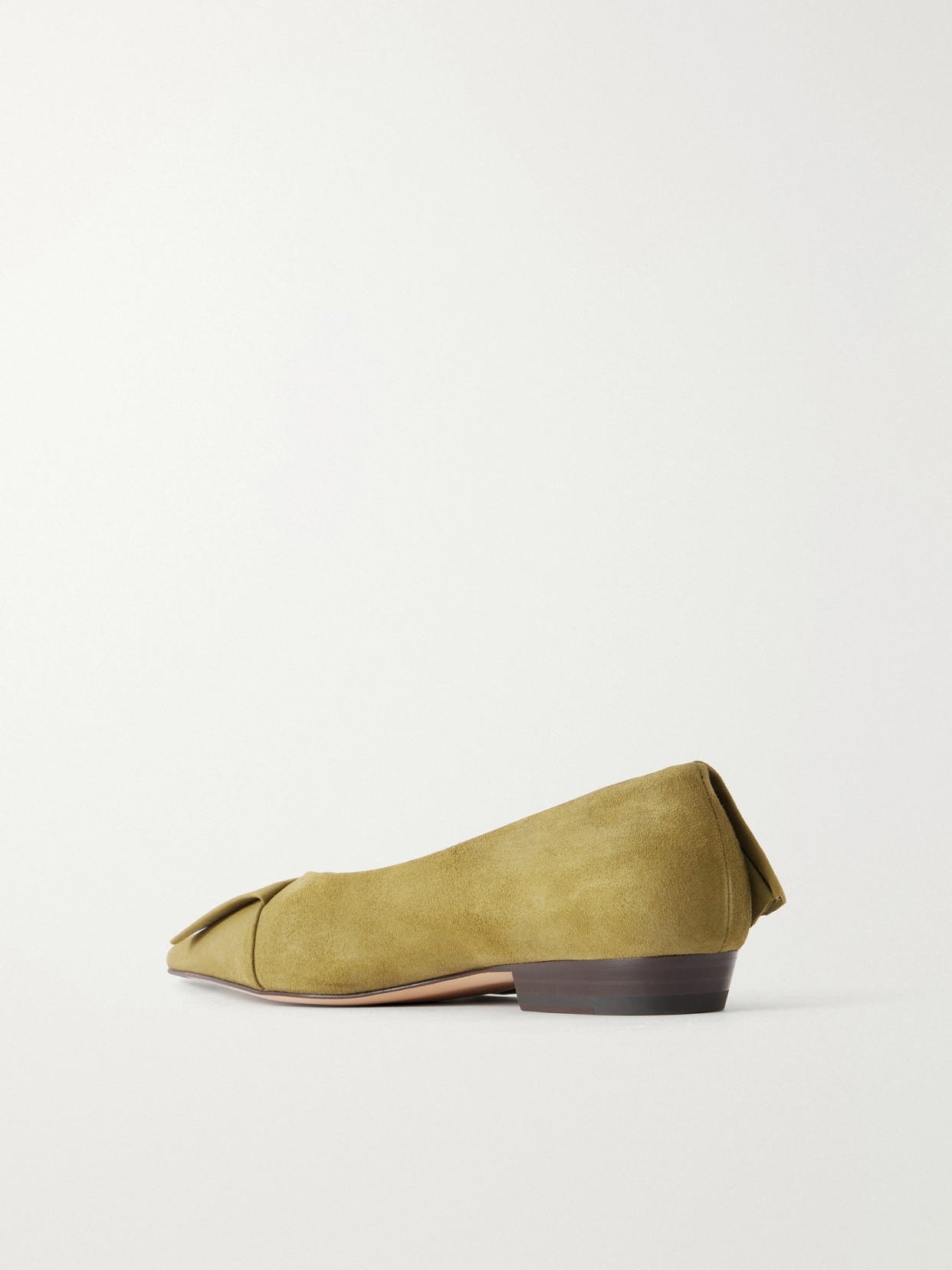 Ruffled Nubuck-Trimmed Ballet Flats
