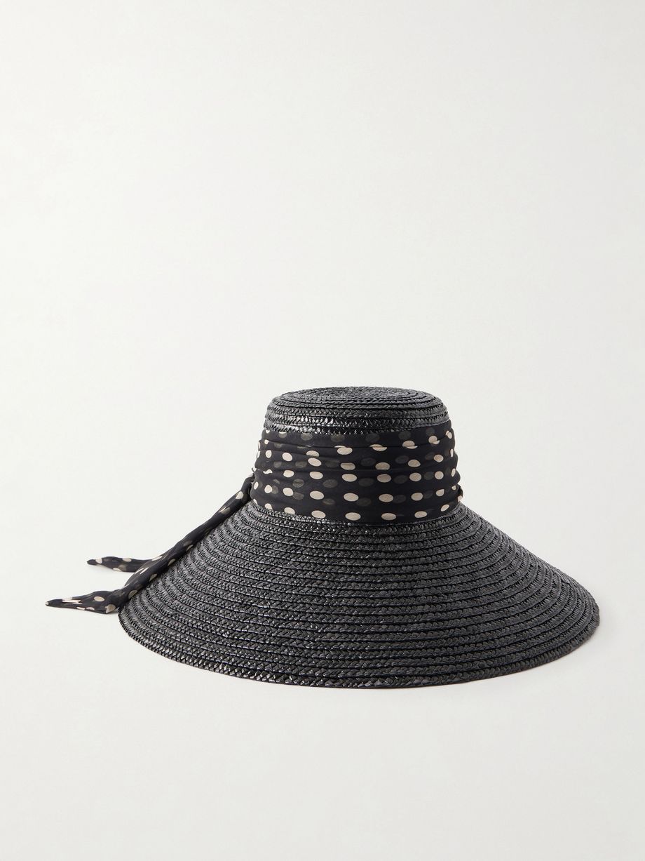 Mirabel satin-trimmed straw sunhat