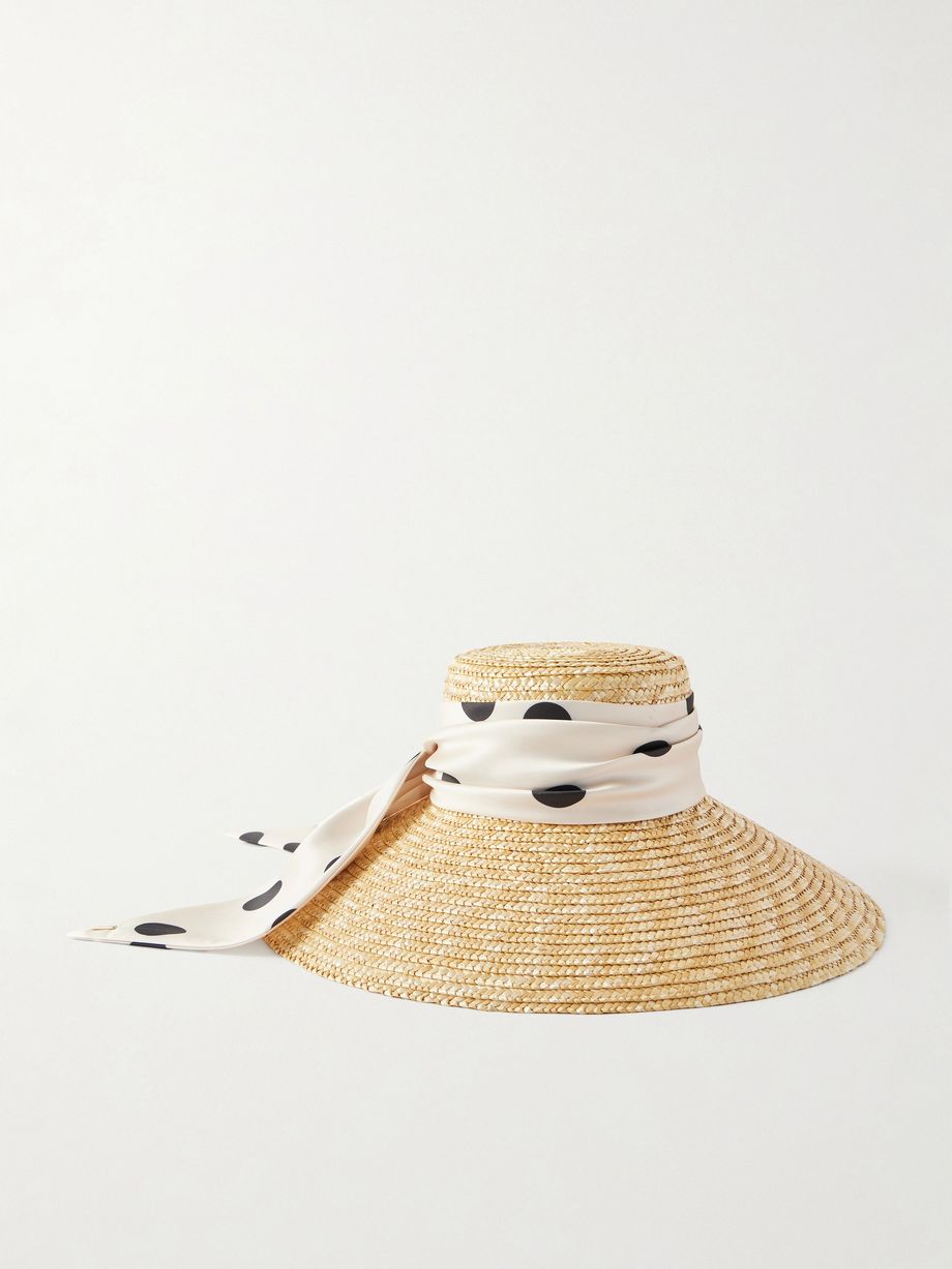 Mirabel satin-trimmed straw sunhat