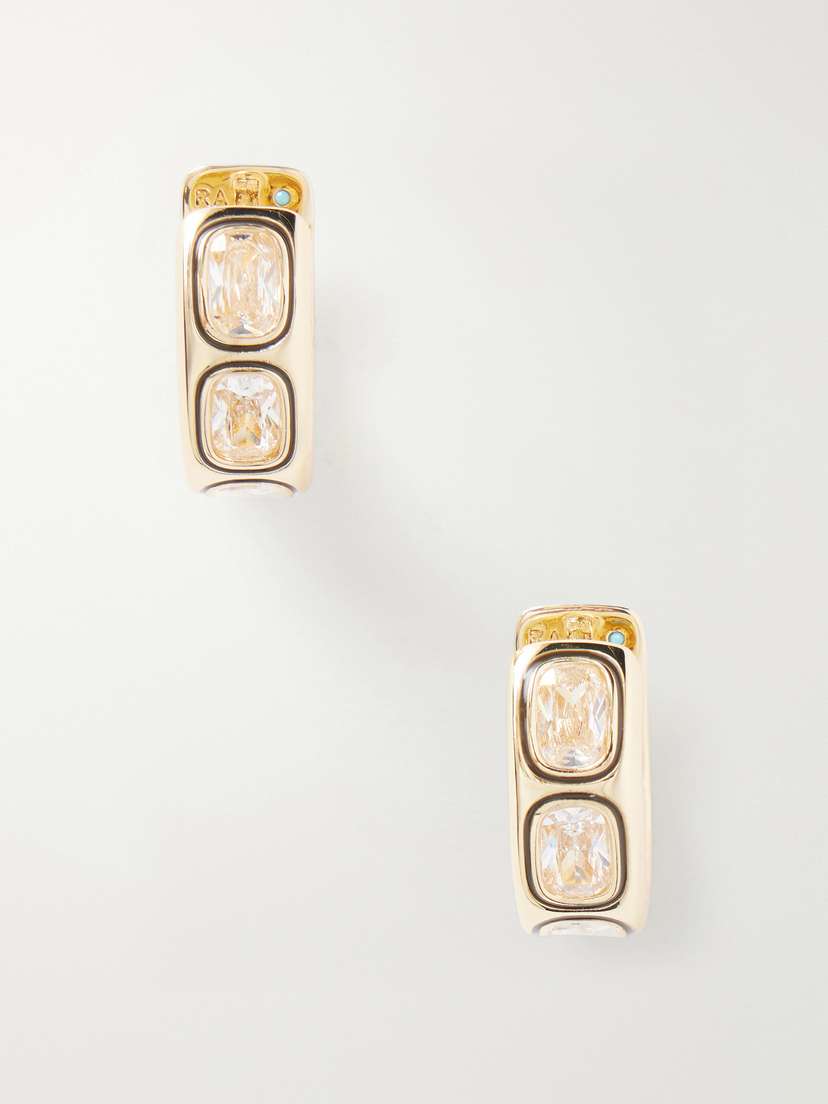 Roxanne Assoulin The Cubic Hinged Chubby Gold-tone Cubic Zirconia Hoop Earrings | Thumbnail 5 Roxanne Assoulin The Cubic Hinged Chubby Gold-tone Cubic Zirconia Hoop Earrings | Thumbnail 5