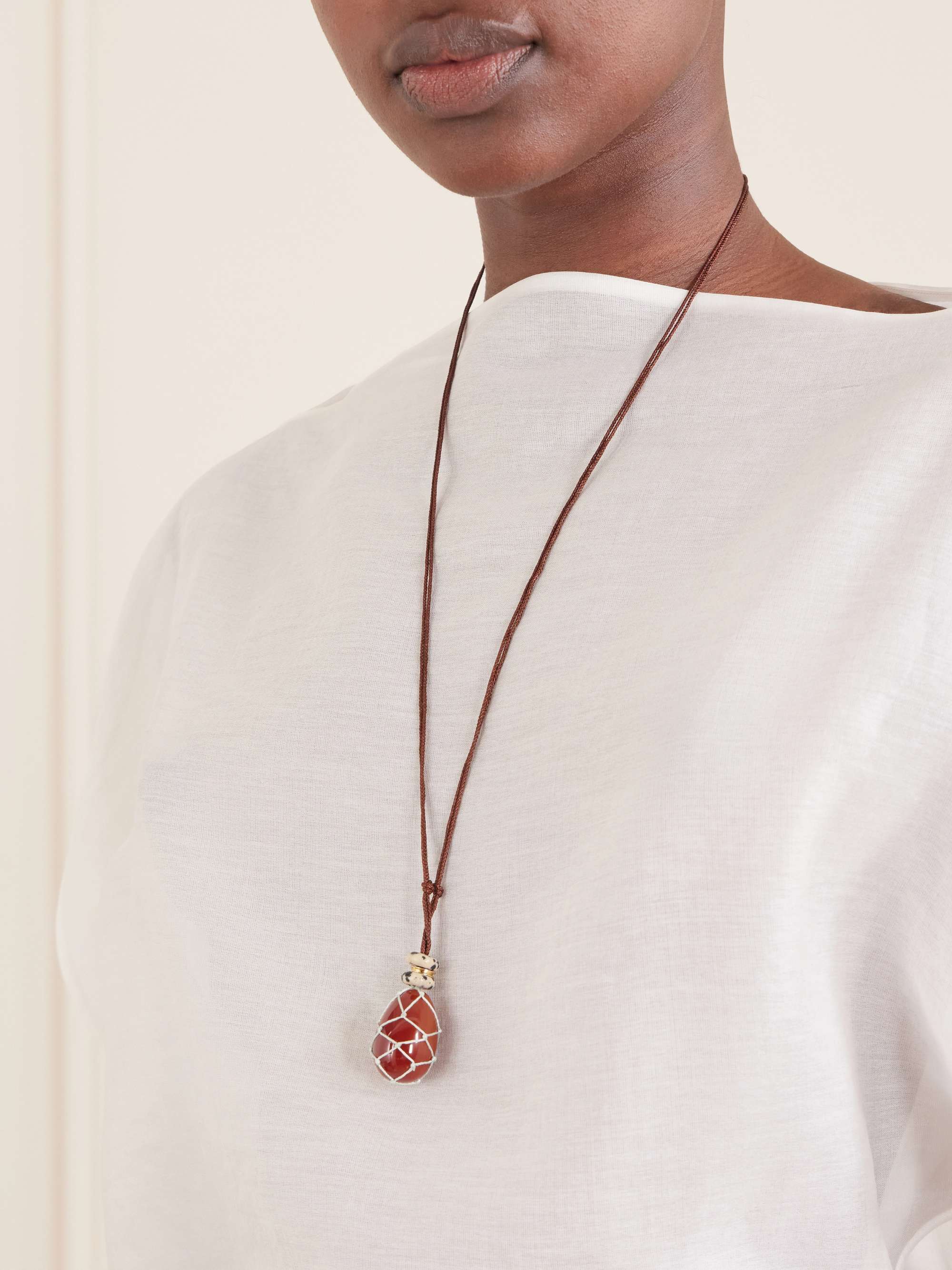ROXANNE ASSOULIN The Net Stone carnelian pendant necklace | NET-A