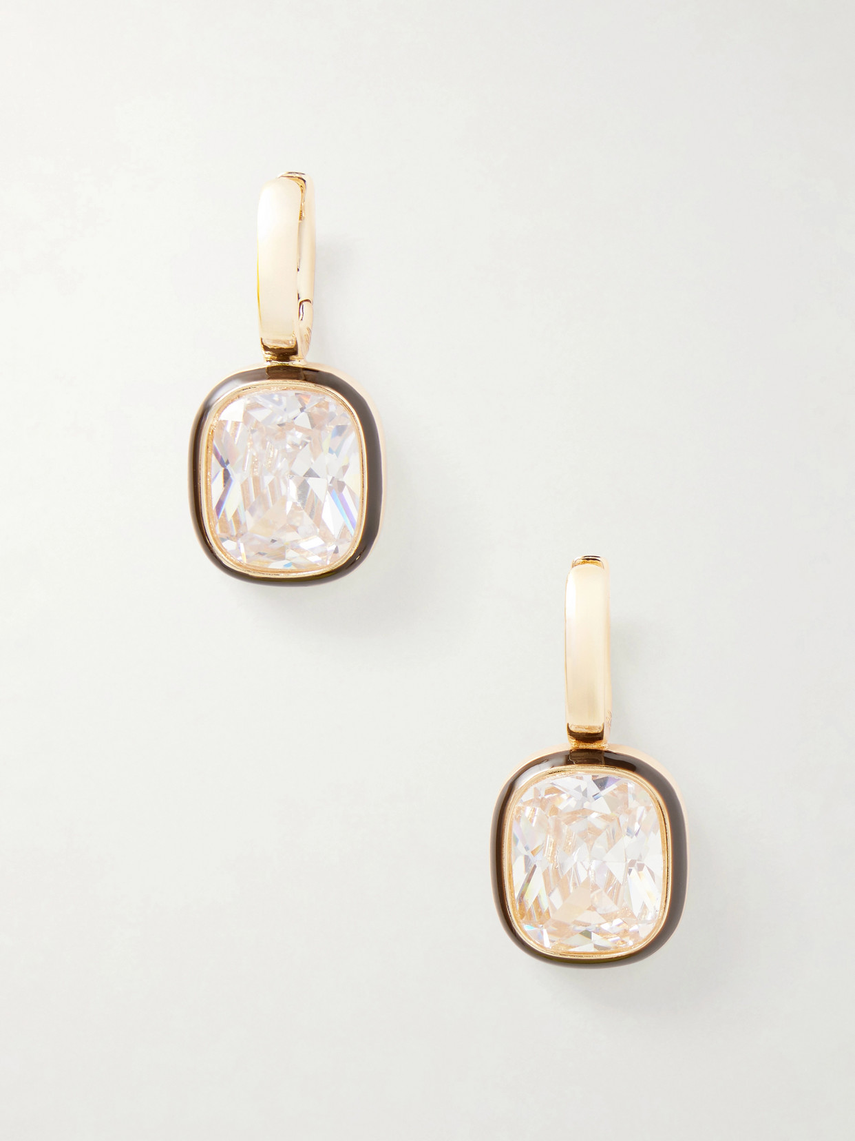 Roxanne Assoulin Cubic Cushion Gold-tone, Cubic Zirconia And Enamel Earrings